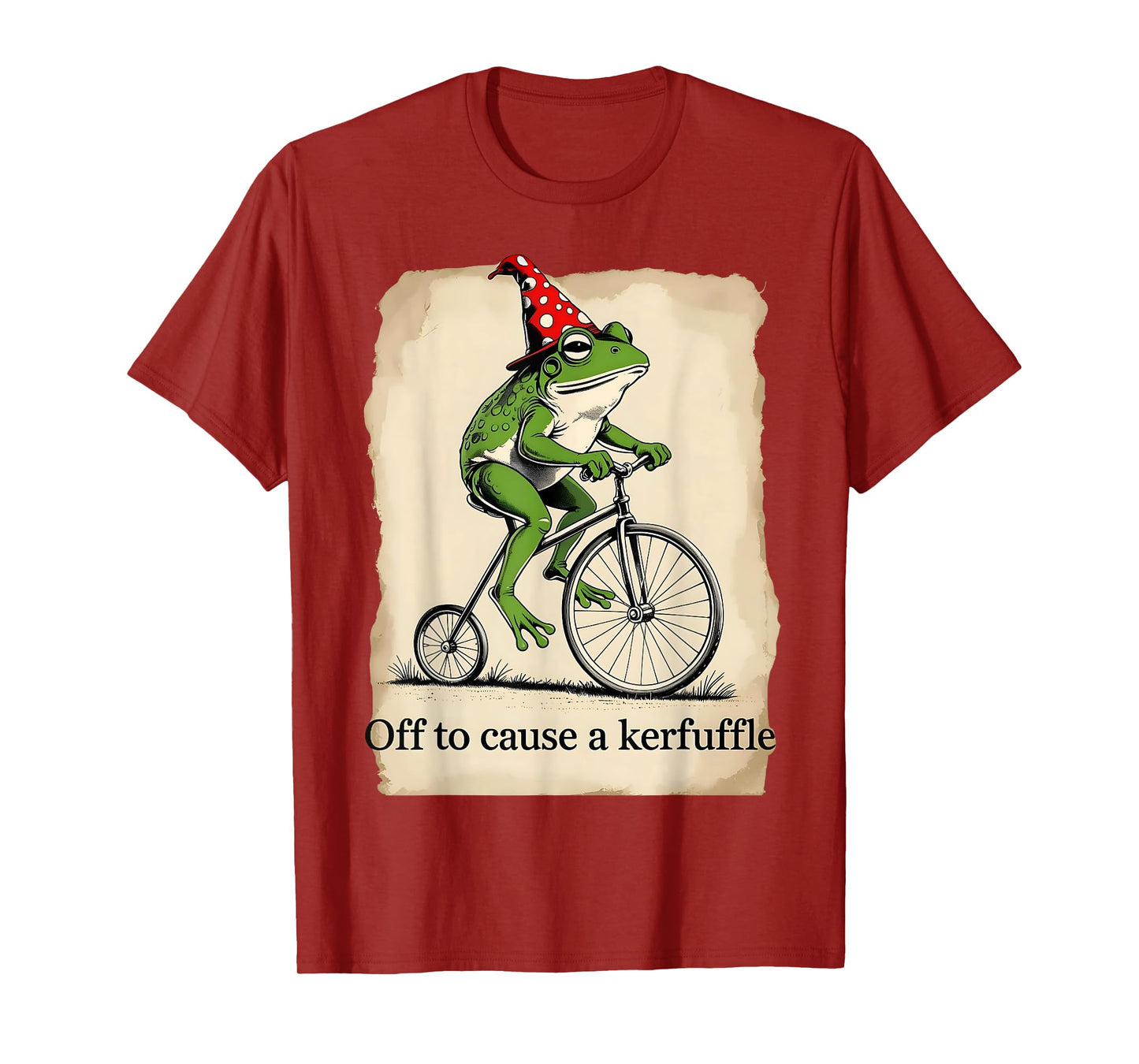 Funny Frog Riding Penny-Farthing Off to Cause a Kerfuffle T-Shirt