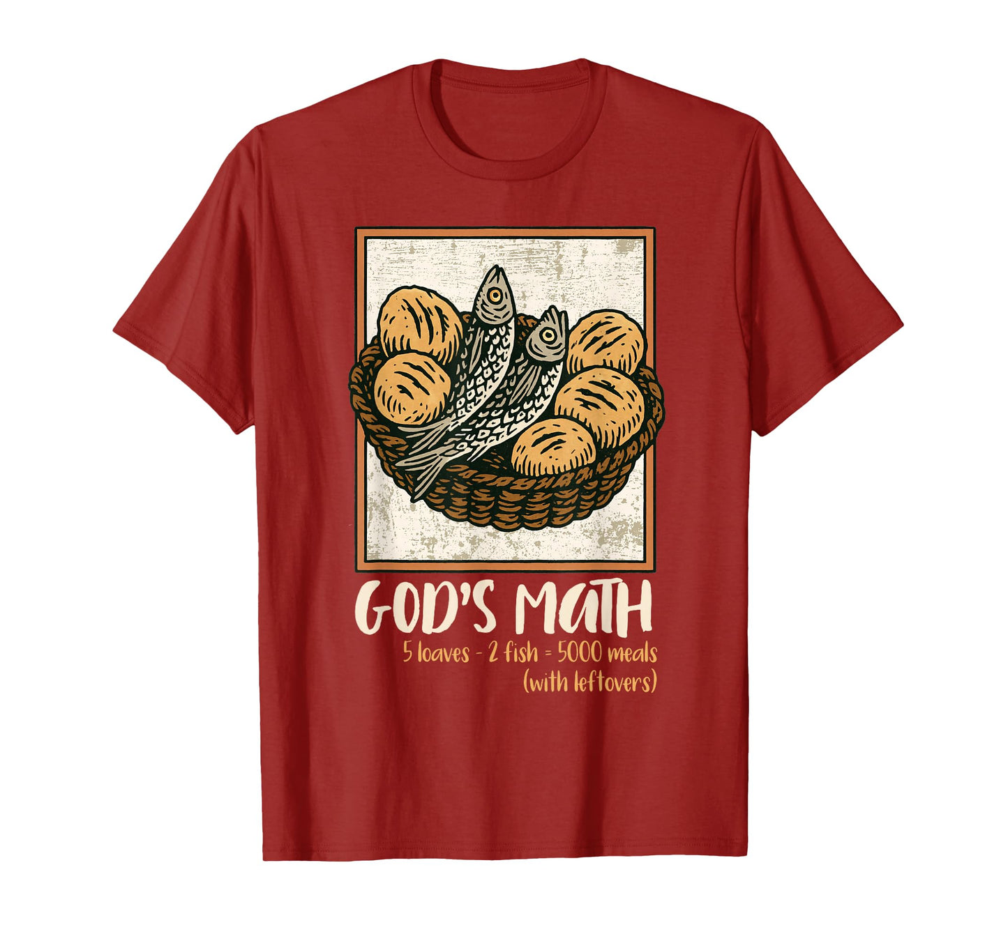 Bible Verse Christian Jesus Fishes & Loaves God's Math T-Shirt