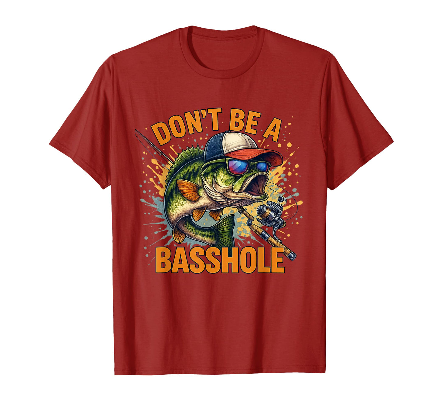 Don't Be A Basshole Bass Fish Funny Fishing Watercolor T-Shirt