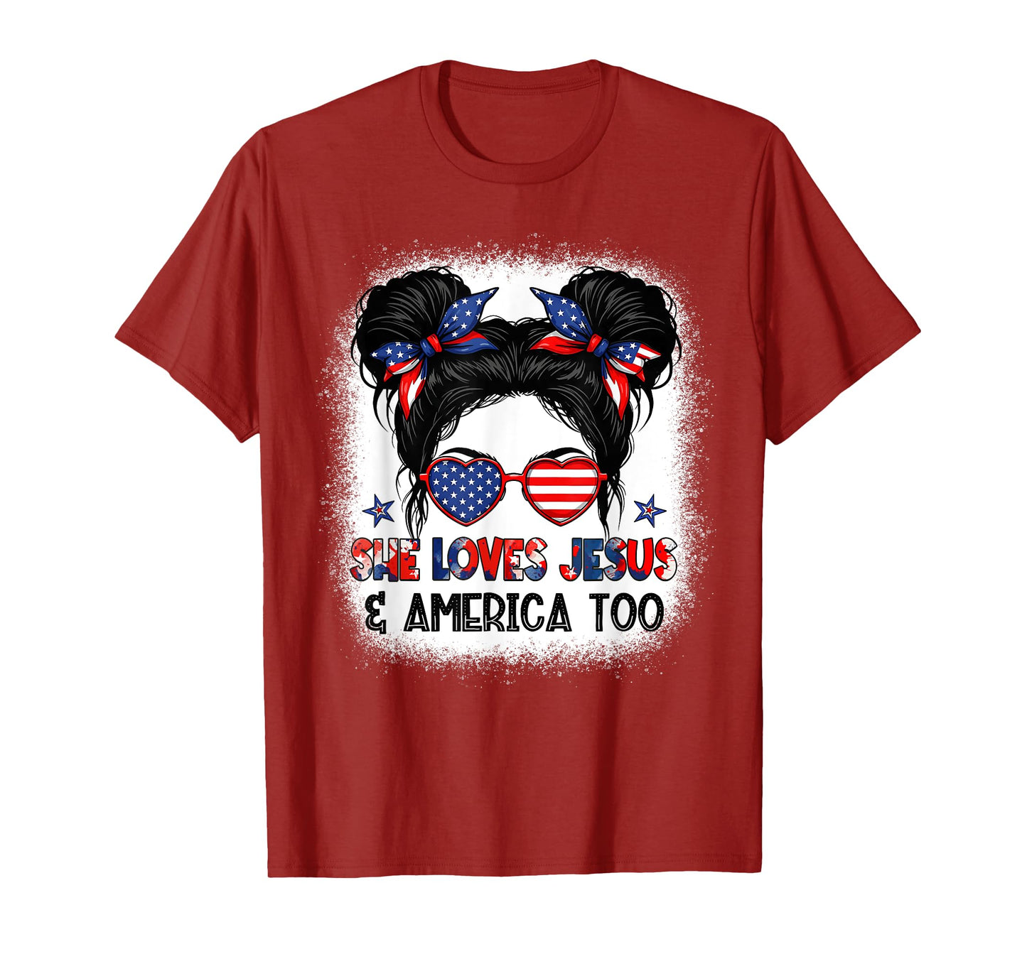 American Flag She Loves Jesus & America Too Christian Jesus T-Shirt
