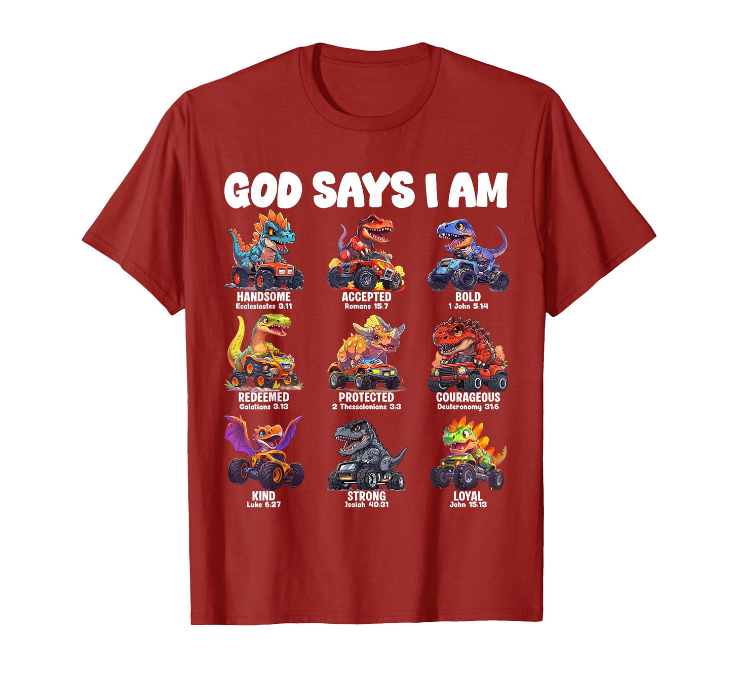 God Says I Am Christian Religion Dinosaur Teenager Boys T-Shirt