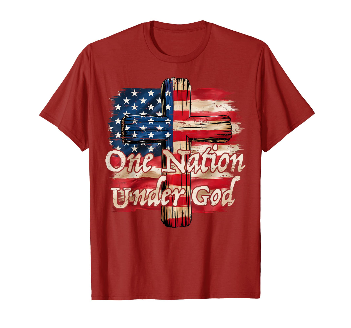 Vintage US Flag One Nation Under God 4th of July Patriotic T-Shirt