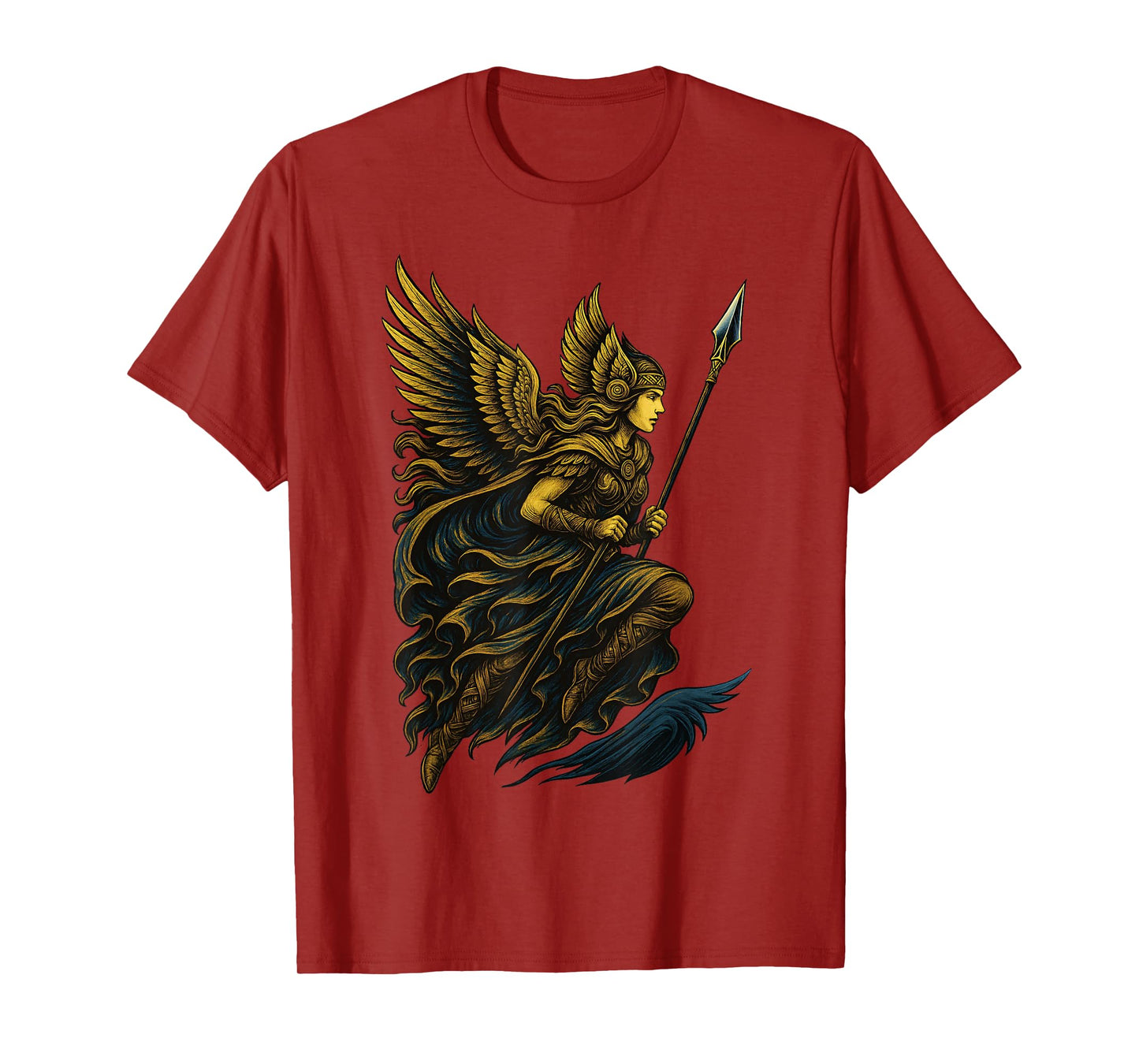 Valkyrie with Spear Winged Helm Norse Myth Viking Symbol T-Shirt