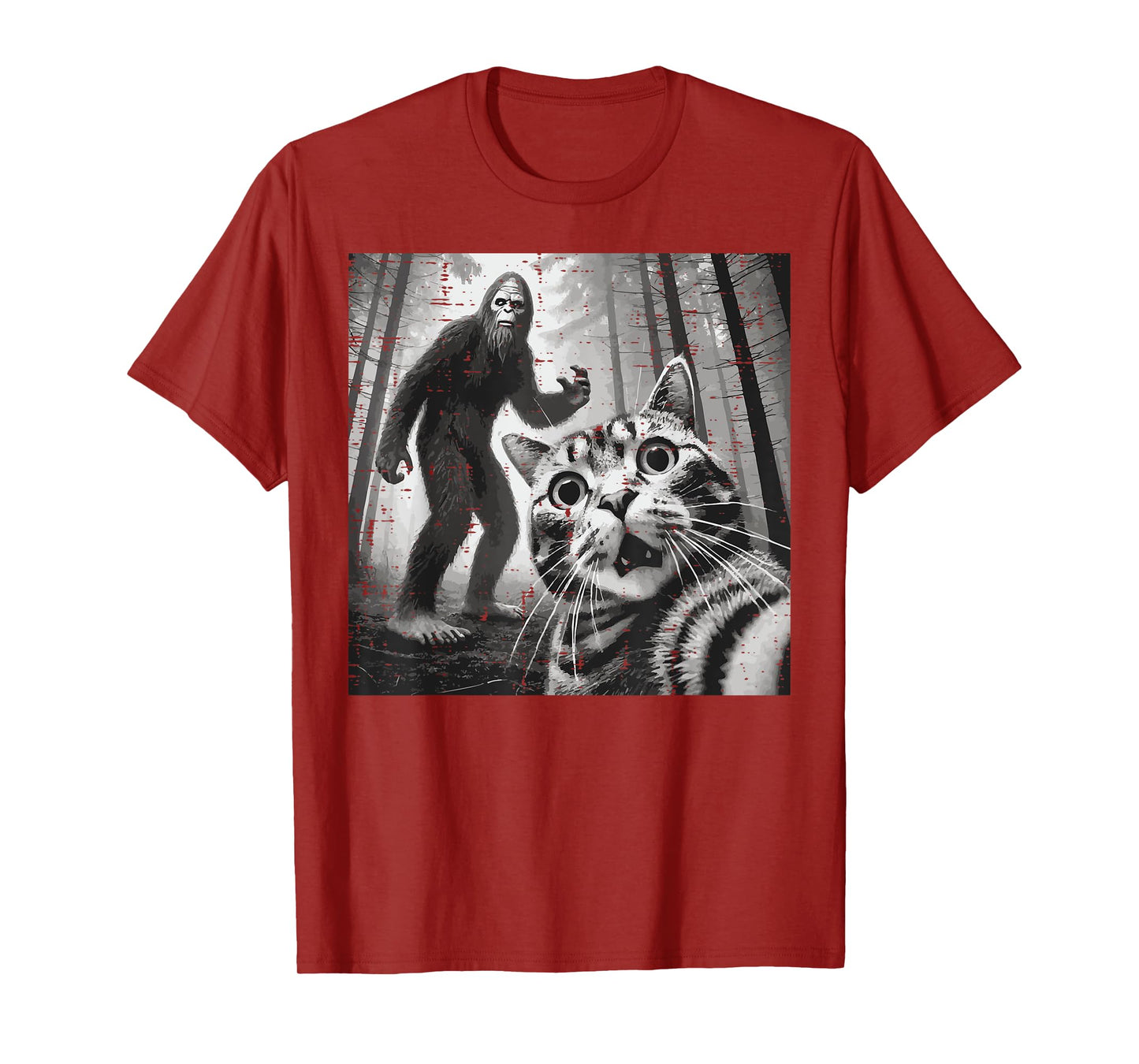 Cat Bigfoot Selfie Funny Meme Sasquatch Men Boys Kids Women T-Shirt