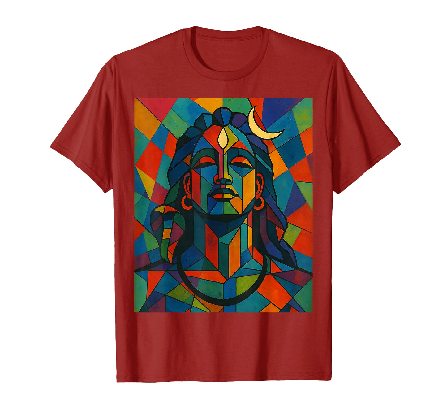 Adiyogi Shiva Modern Cubist Stained Glass Style God of Yoga T-Shirt