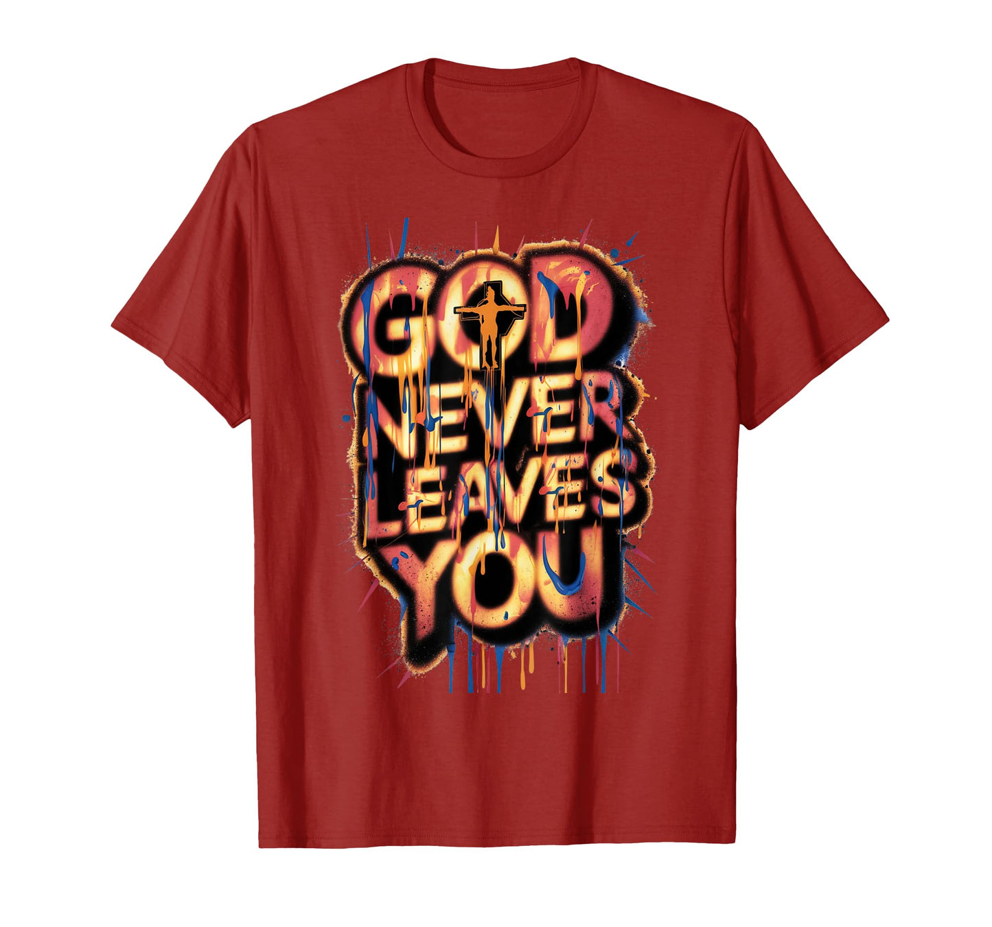 God Never Leaves You God is Good Inspirational Christian T-Shirt