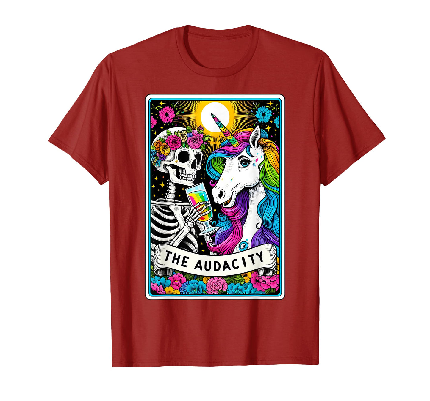 The Audacity Tarot Card Funny Unicorn Skeleton Girly Women T-Shirt