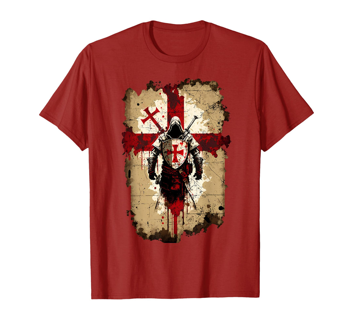 Knights Templar Crusader Cross Soldier of Christ Flag T-Shirt