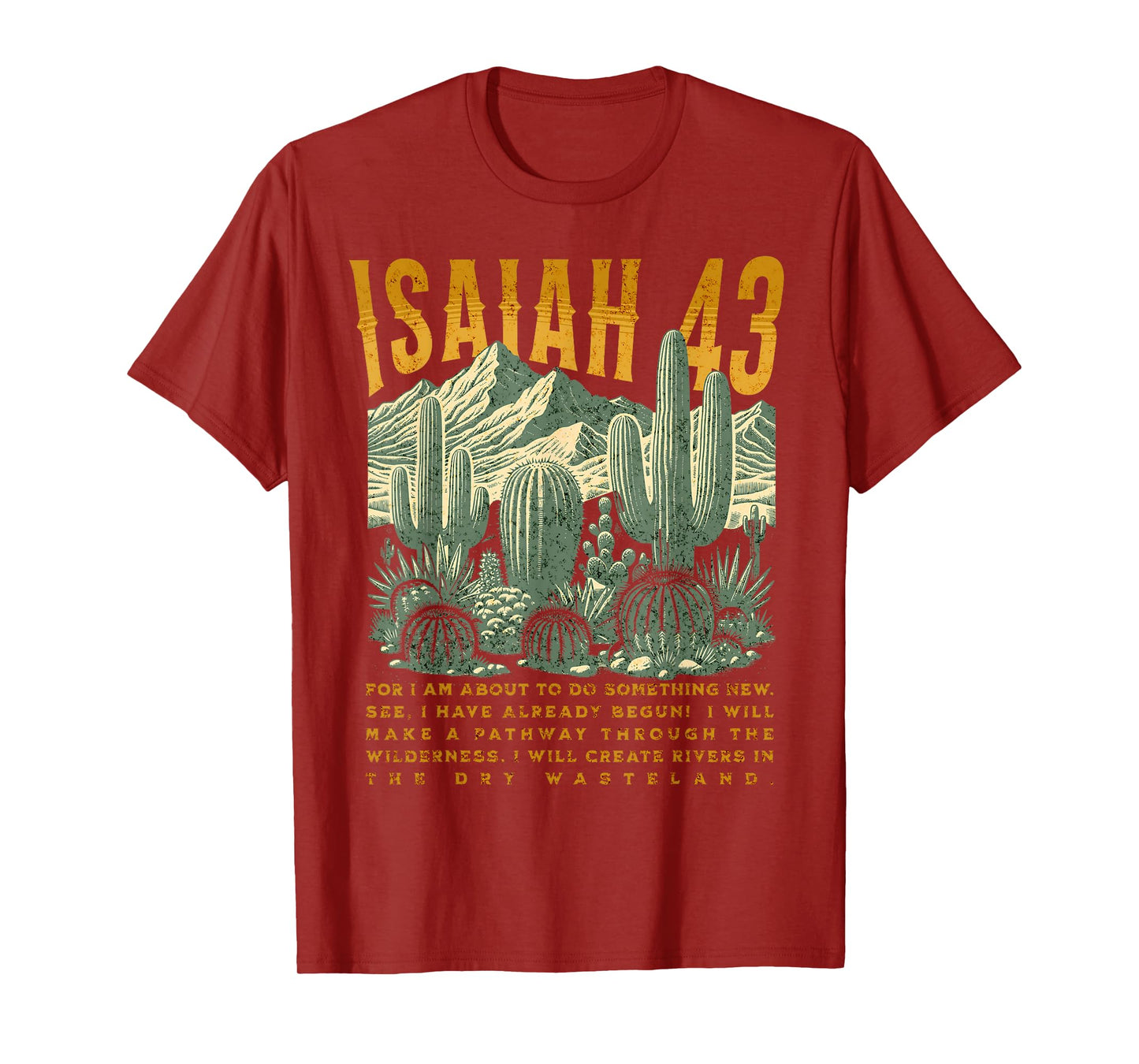 Boho Christian Bible Verse Trendy Jesus Southwest Cactus T-Shirt