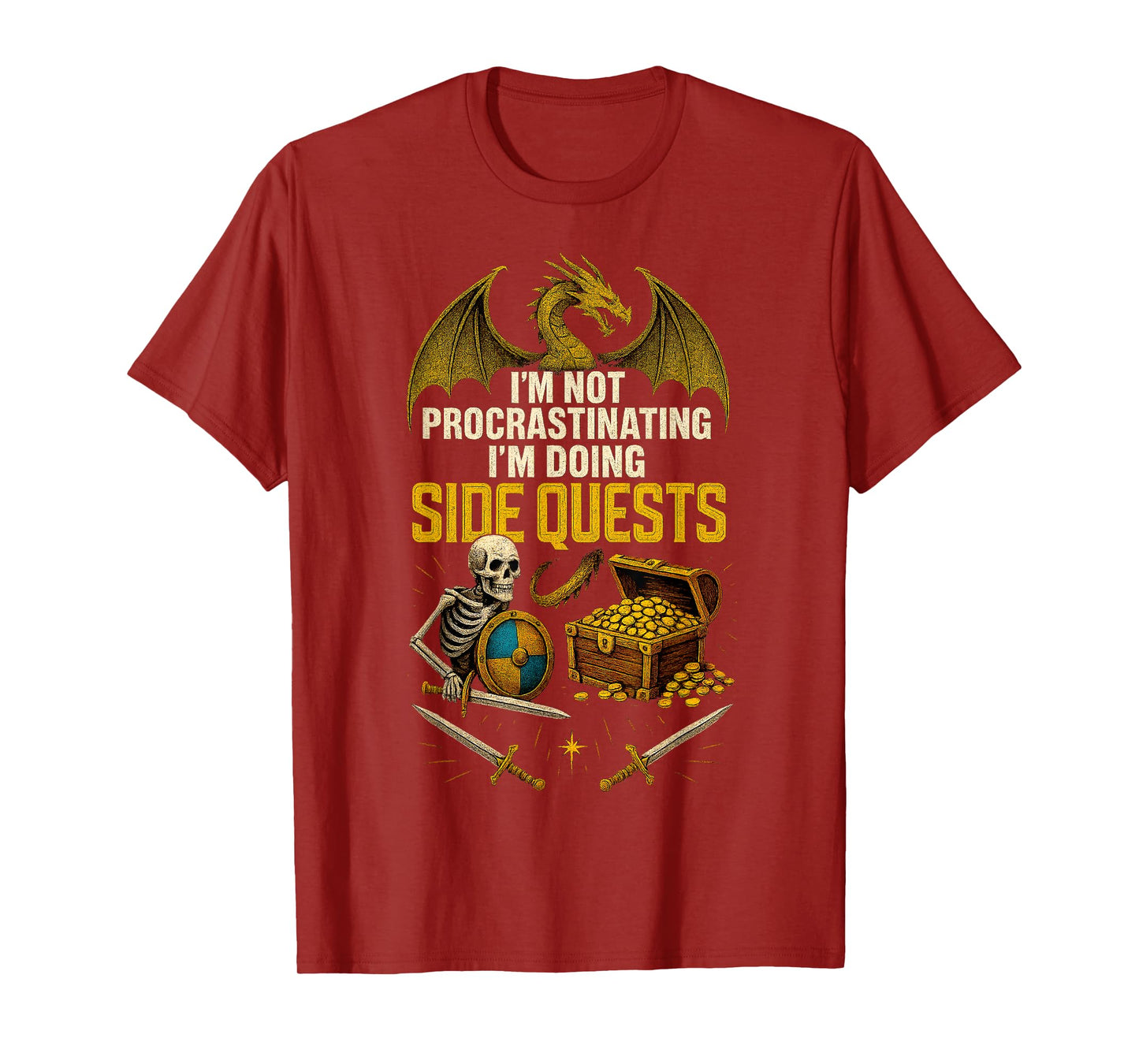 RPG Gamer Not Procrastinating I'm Doing Side Quests Dragon T-Shirt