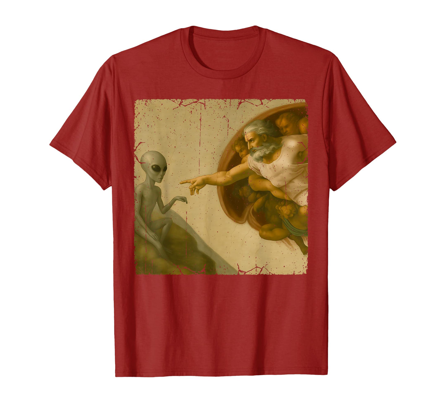 Grey Alien God Creation of Adam Meme Funny Memes T-Shirt