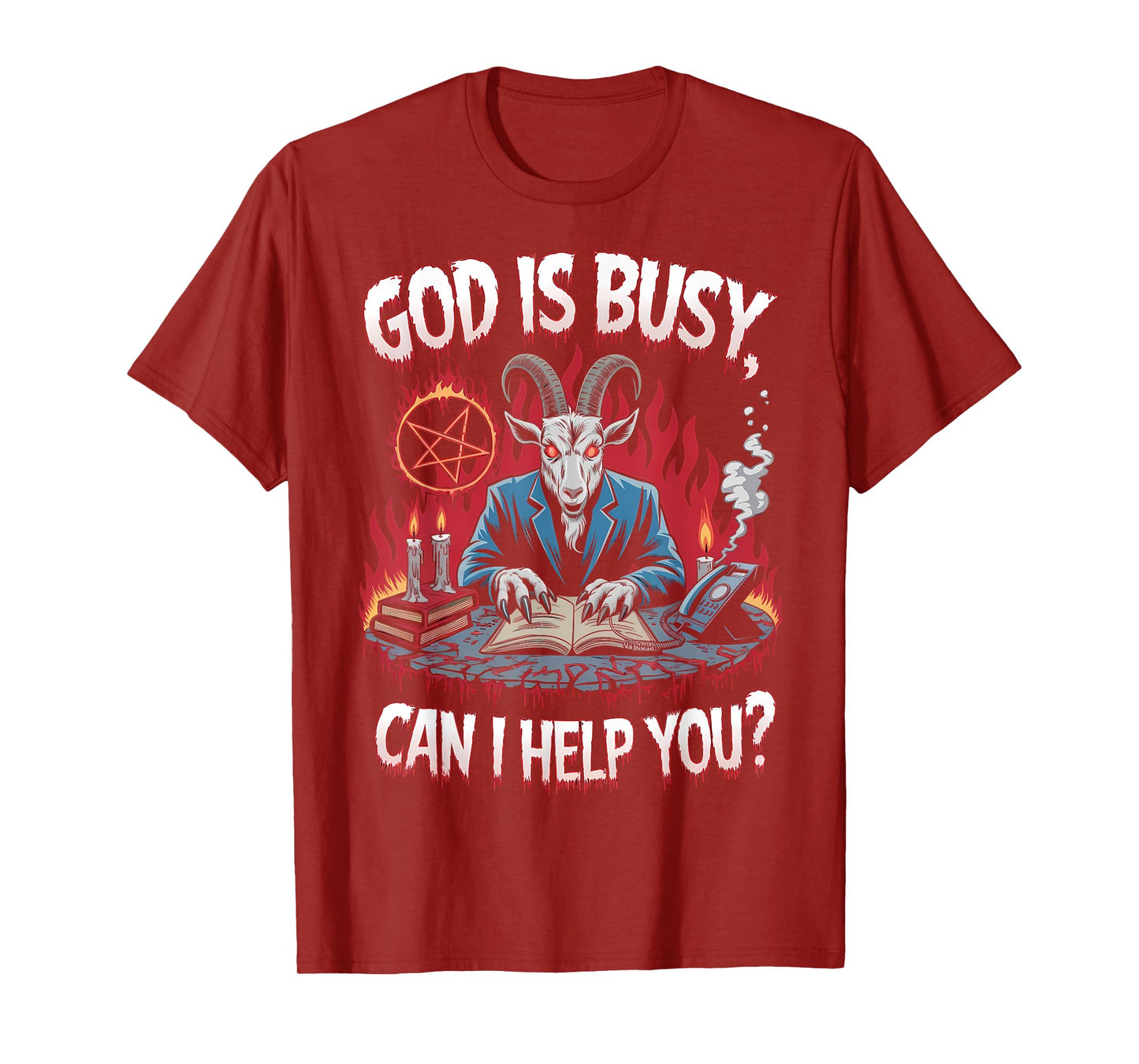 Satanic Goat Office Demon Occult Funny Sarcastic T-Shirt