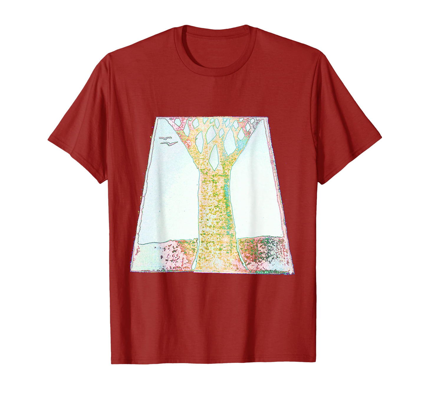 Artistic Tree Birds Trapezoid T-Shirt
