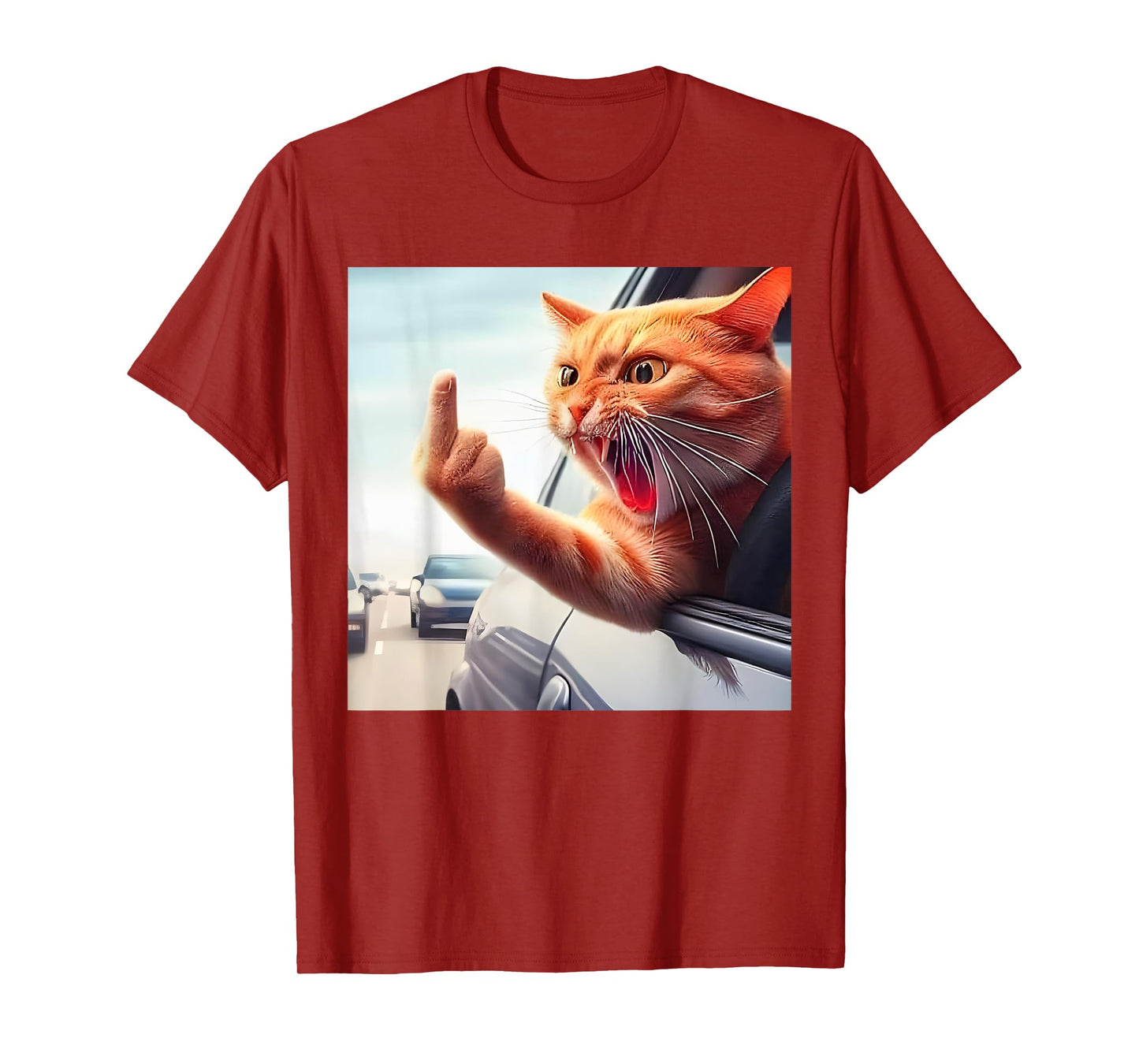 Funny Cat Middle Finger Hilarious Cat In The Car Cat Lover T-Shirt