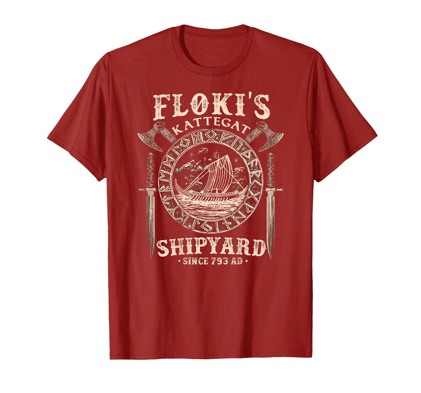 Flokis Shipyard Kattegat Viking Ship and Sword Vikings Rise T-Shirt
