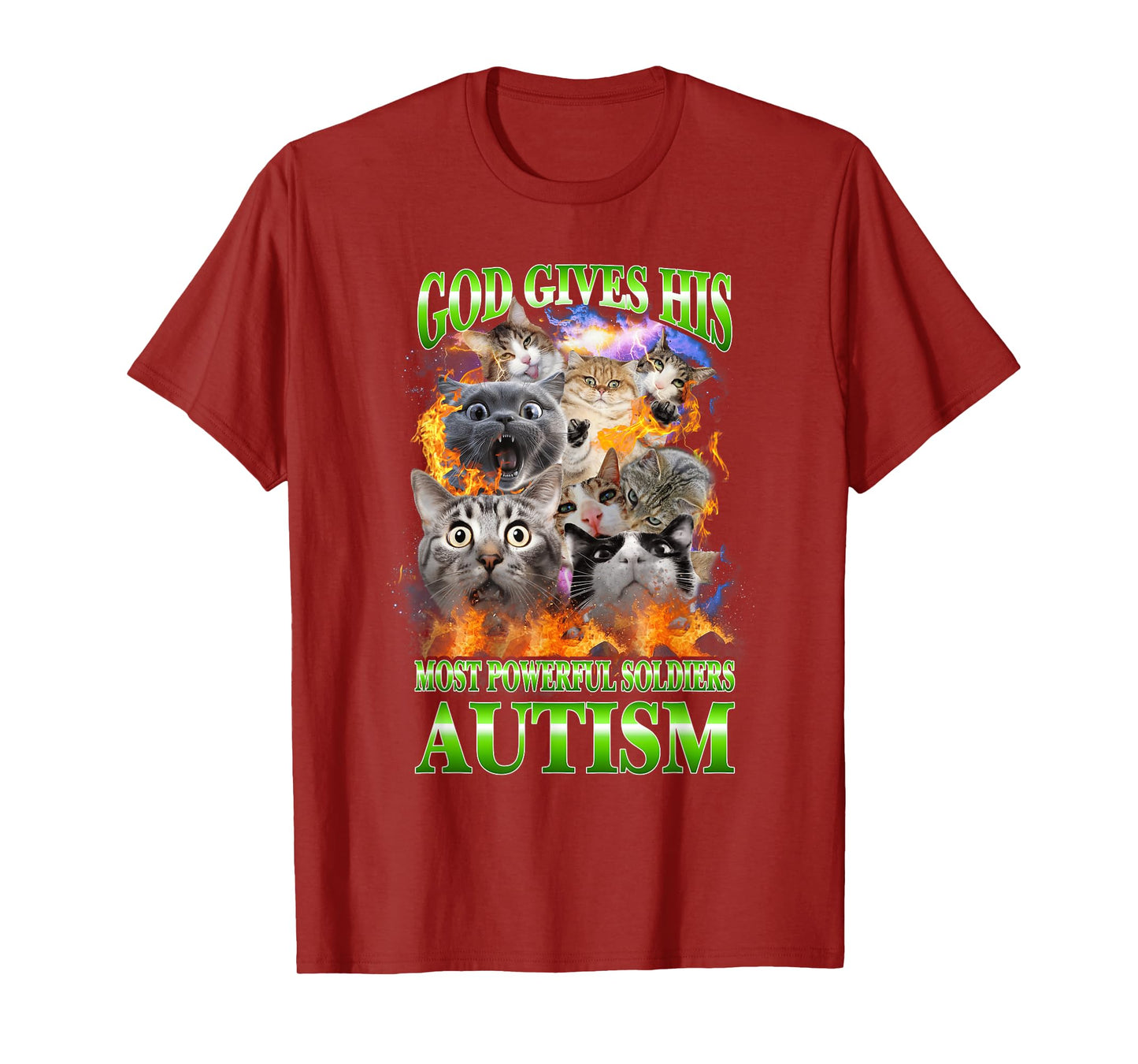 God Gives His Most Powerful Autism Funny Cat Meme Bootleg T-Shirt