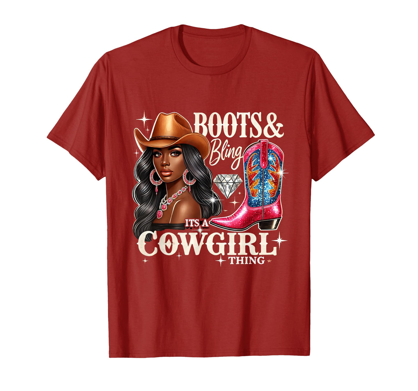 Boots & Bling its a Cowgirl Thing Cowgirl Melanin Rodeo T-Shirt