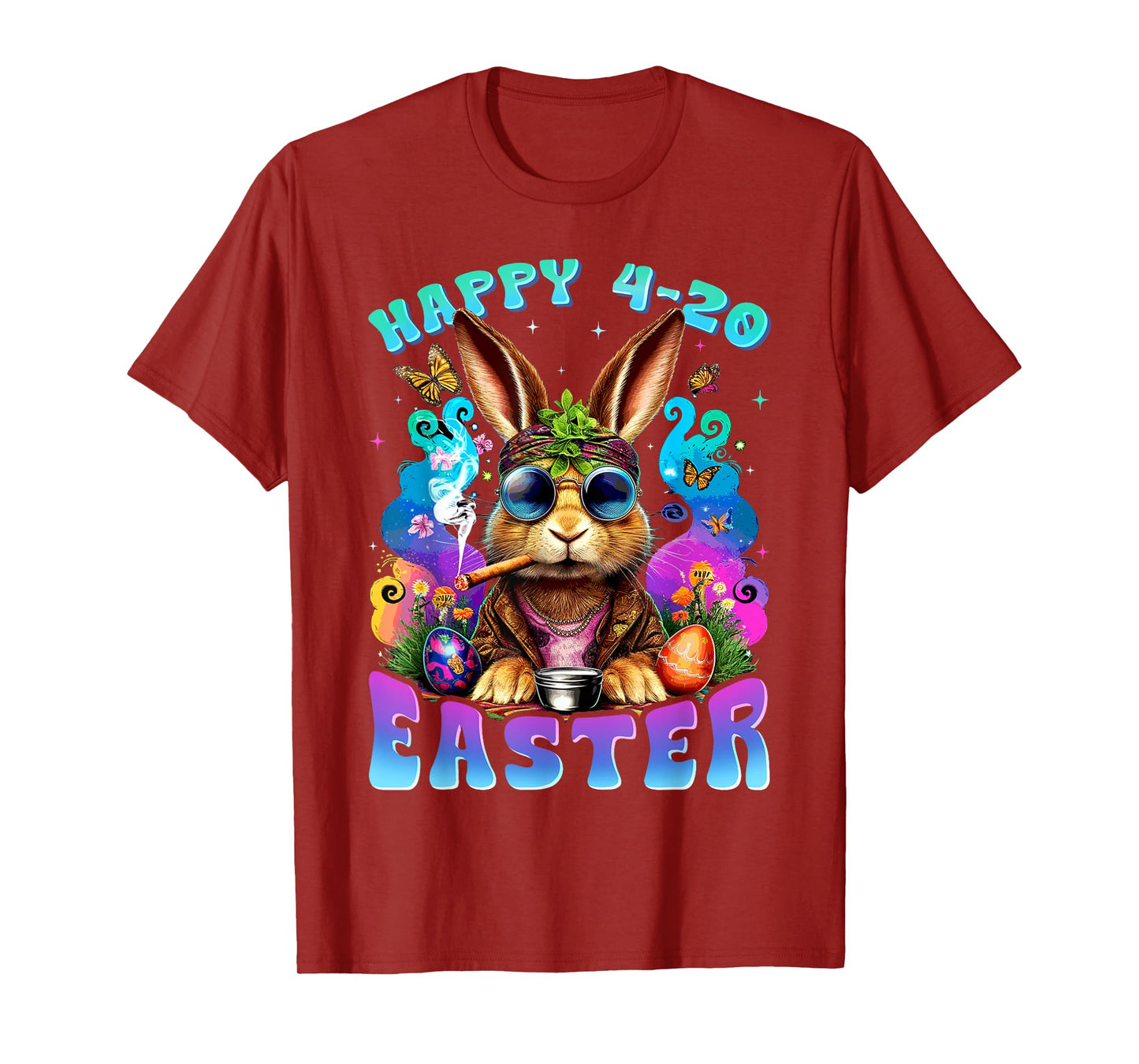 Happy 420 Easter Funny Smoking Easter Bunny Men Women T-Shirt