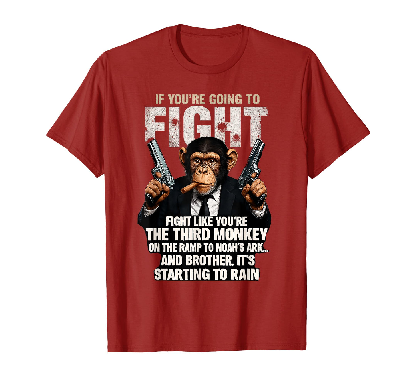 Fight Like The Third Monkey Noah Ark Rain Funny T-Shirt
