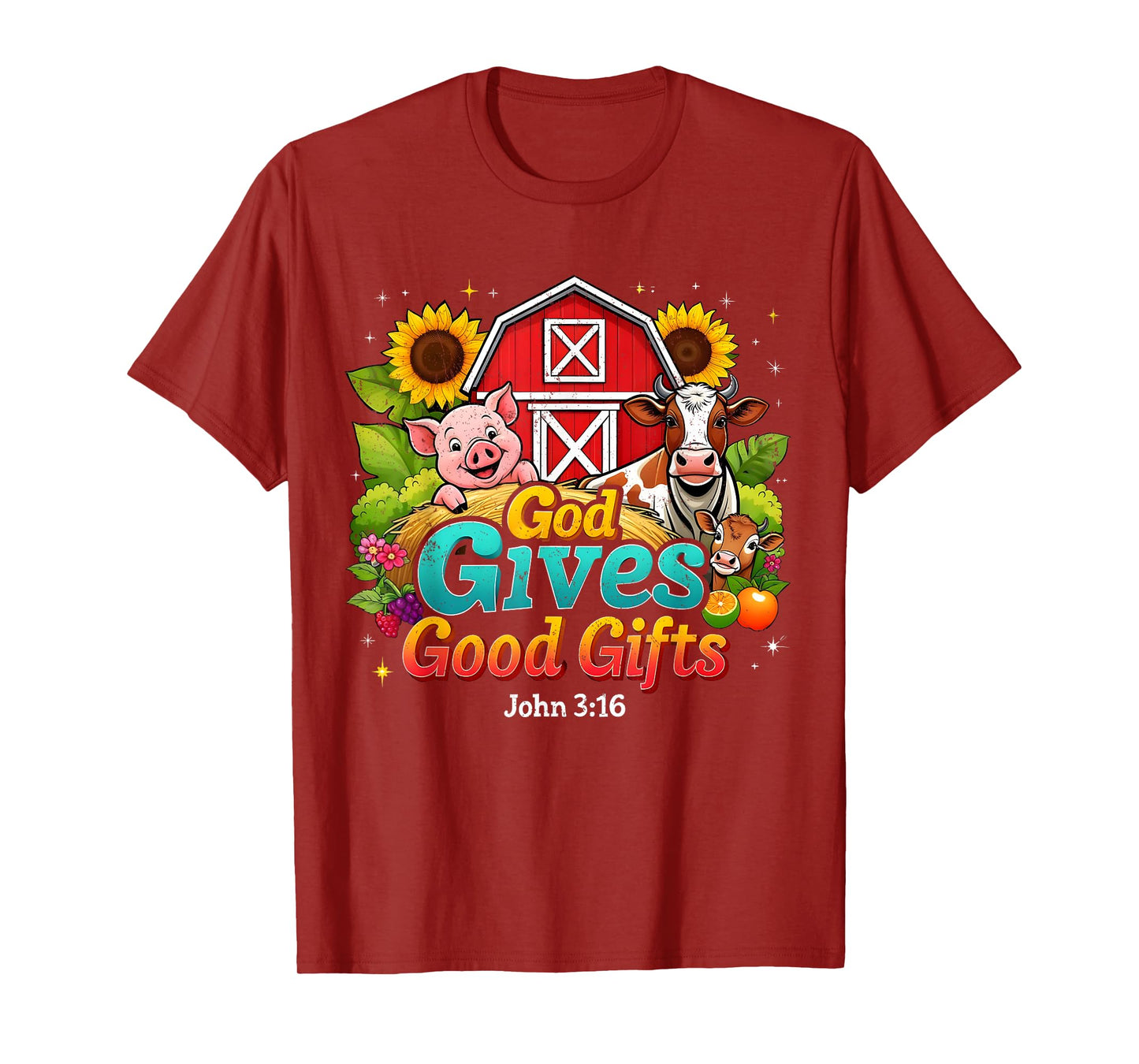 God Gives Good Gifts Farm Bible Verse Yee Haw VBS 2025 T-Shirt