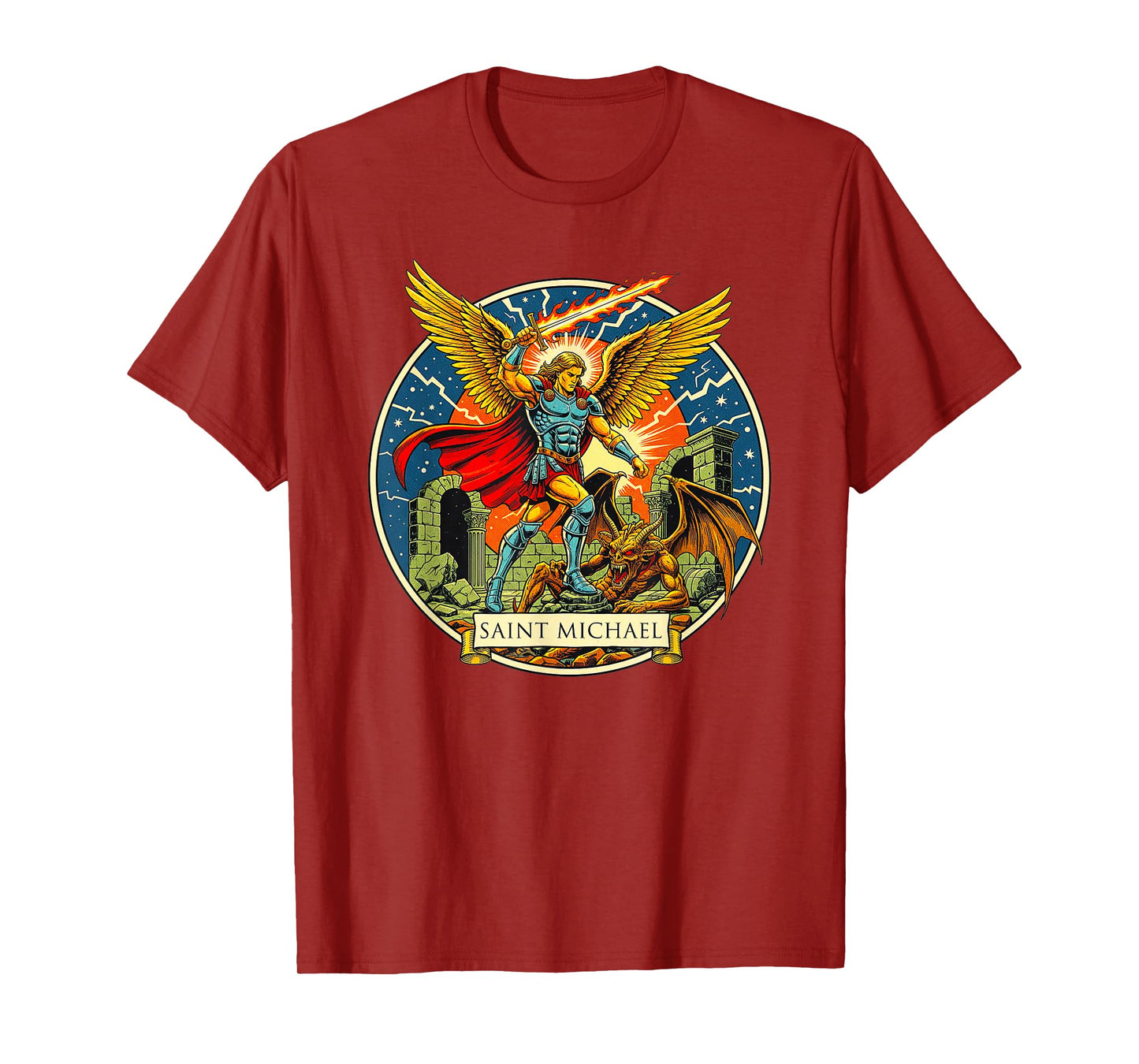 Saint Michael Angelic Warrior Emblem Divine Crest Badge Art T-Shirt