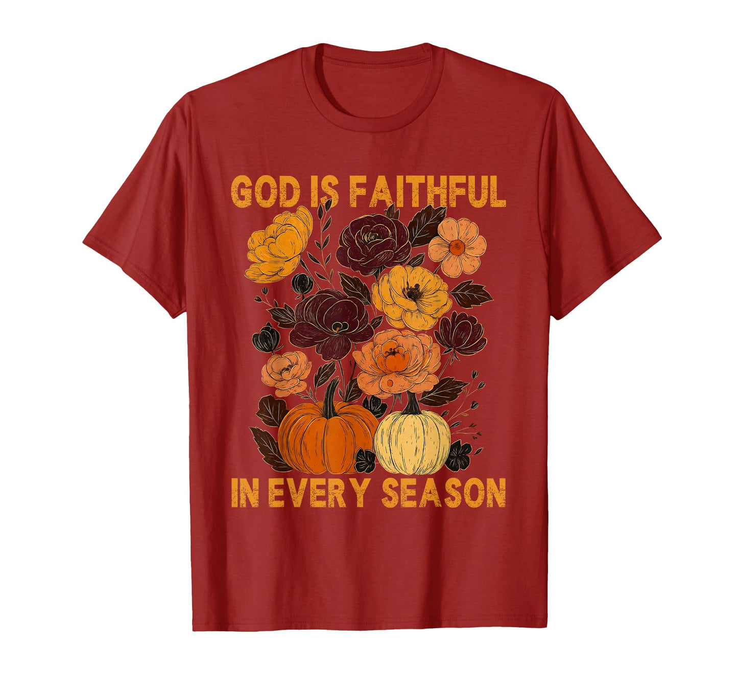 God is Faithful in Every Season Christian Fall Boho Floral T-Shirt