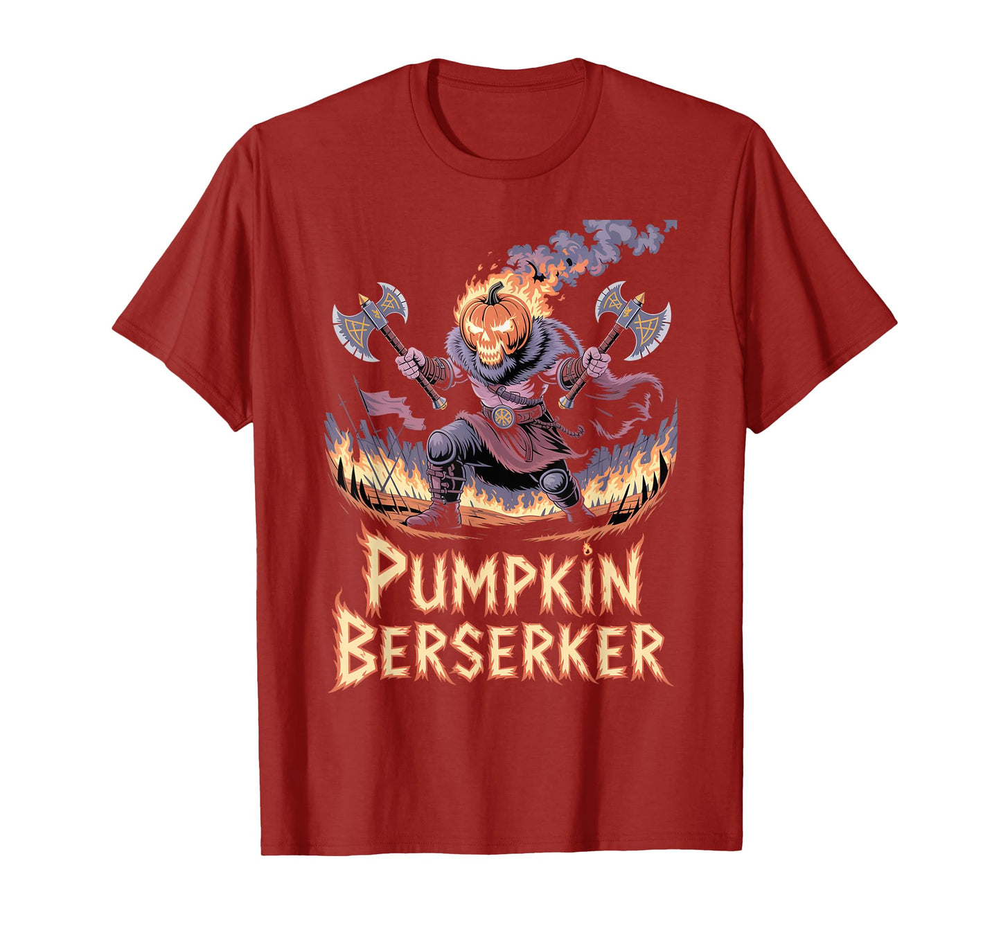 Pumpkin Head Berserker - Funny Viking Warrior Halloween T-Shirt
