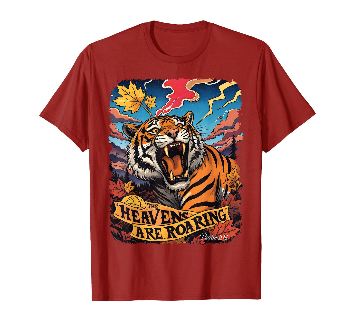 Retro The Heavens are Roaring Tiger Psalm 19:1 Christian T-Shirt