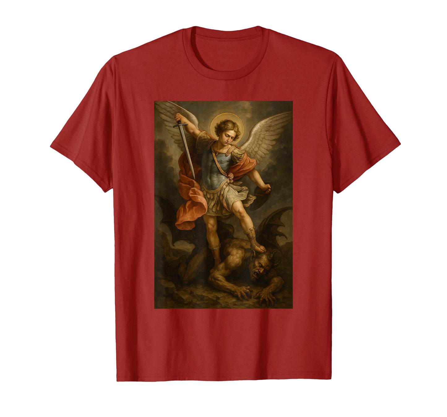 Archangel Michael Defeats Satan - St Michael Prayer T-Shirt