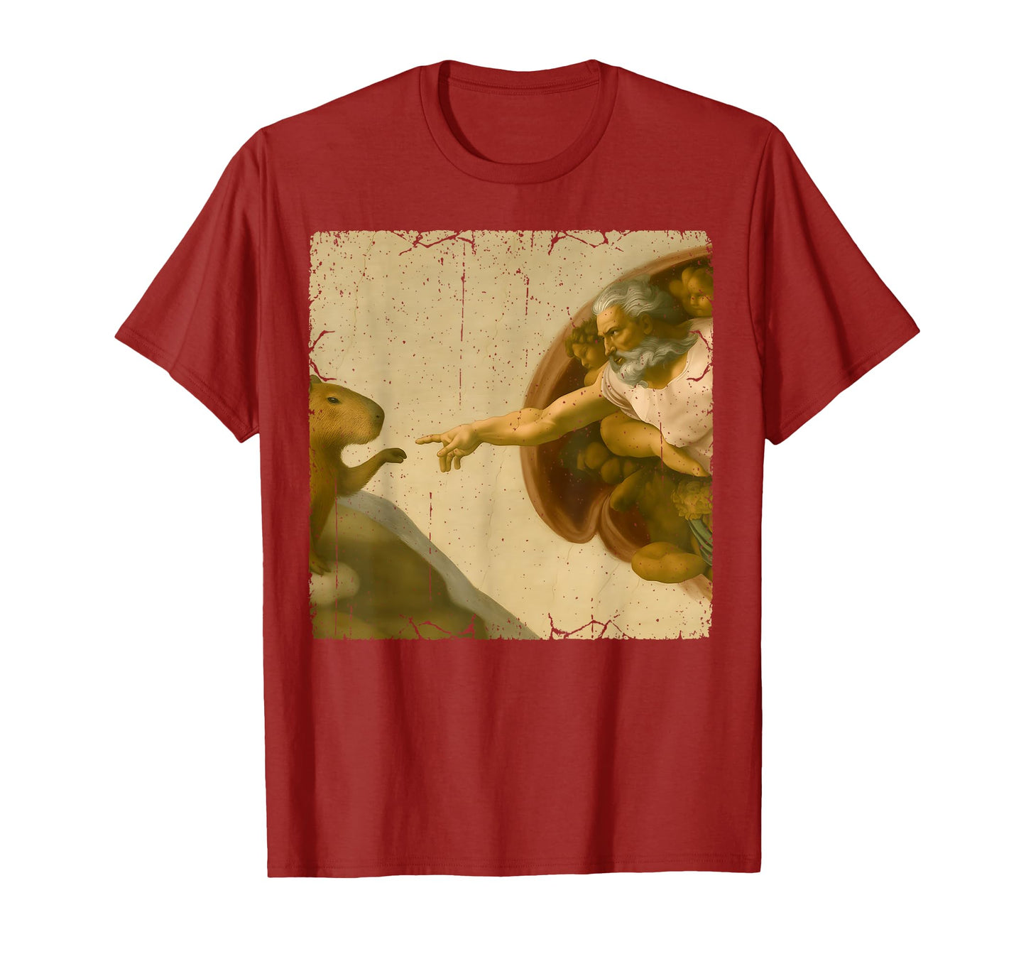 Capybara God Creation of Adam Meme Funny Memes T-Shirt