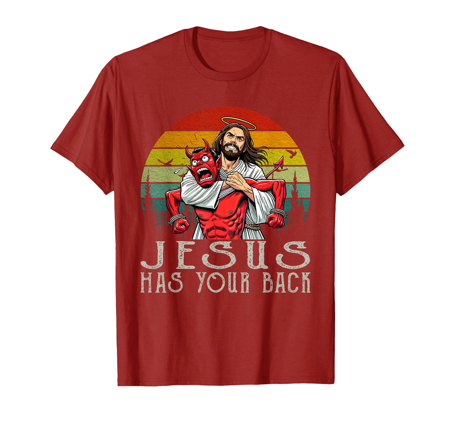 Jesus Has Your Back Vintage Art Christ Cross God Bible Verse T-Shirt