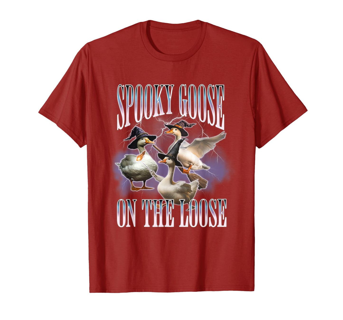 Spooky Goose On The Loose Silly Goose Meme Retro Halloween T-Shirt