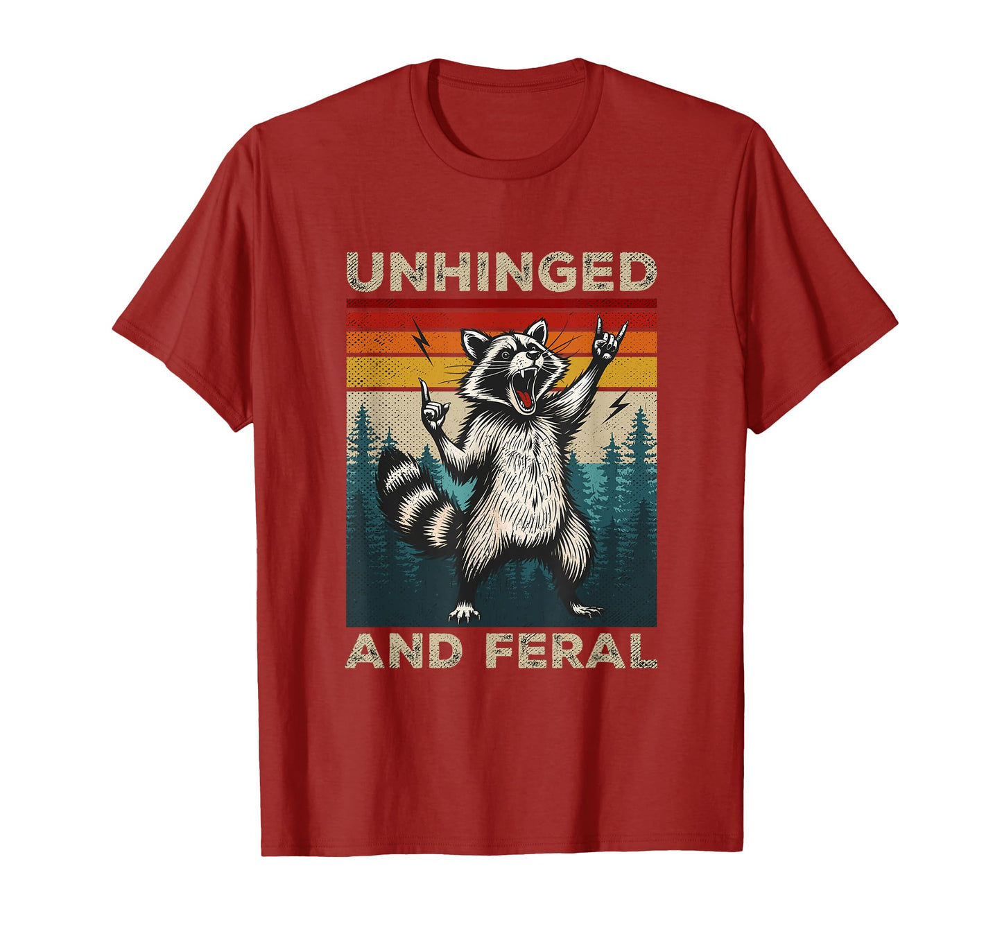 Unhinged And Feral Vintage Rock And Roll Funny Raccoon T-Shirt
