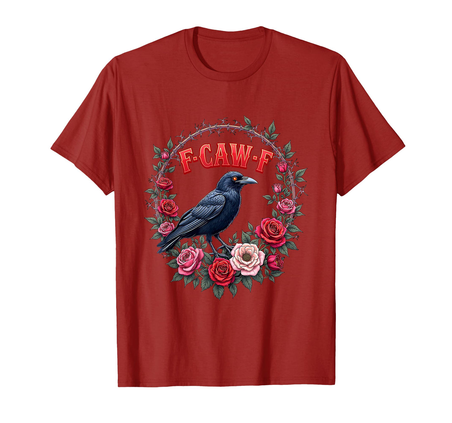 Gothic Raven Funny Halloween F Caw F Crow Rose Vintage T-Shirt