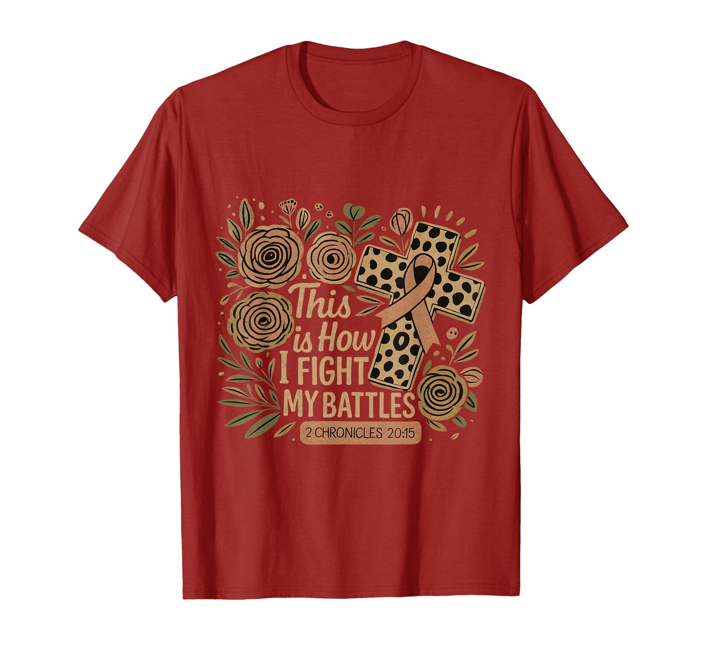 Scripture Cross Ribbon Floral Faith Inspirational T-Shirt