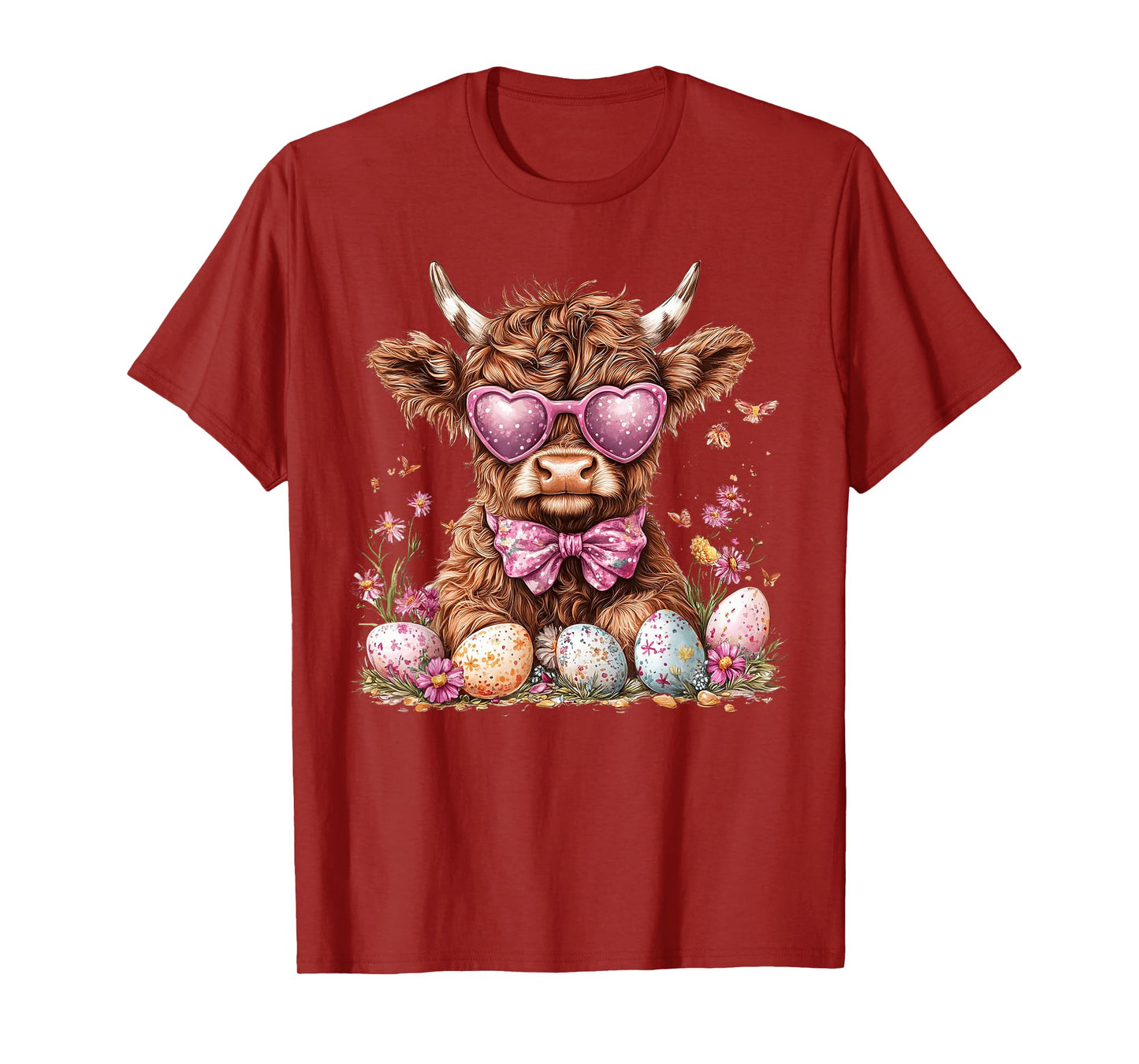 Funny Scottish Highland Cow Easter Eggs Farmers Easter Day T-Shirt