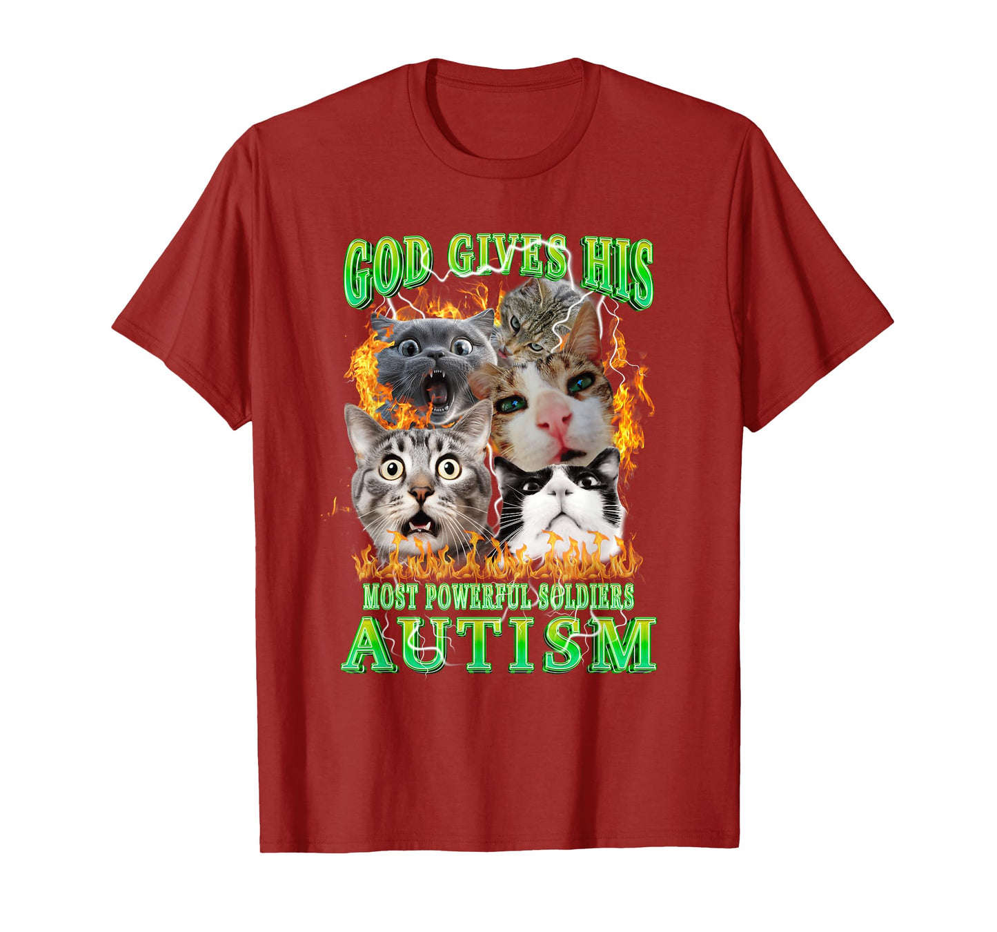 God Gives His Most Powerful Autism Funny Cat Meme Bootleg T-Shirt