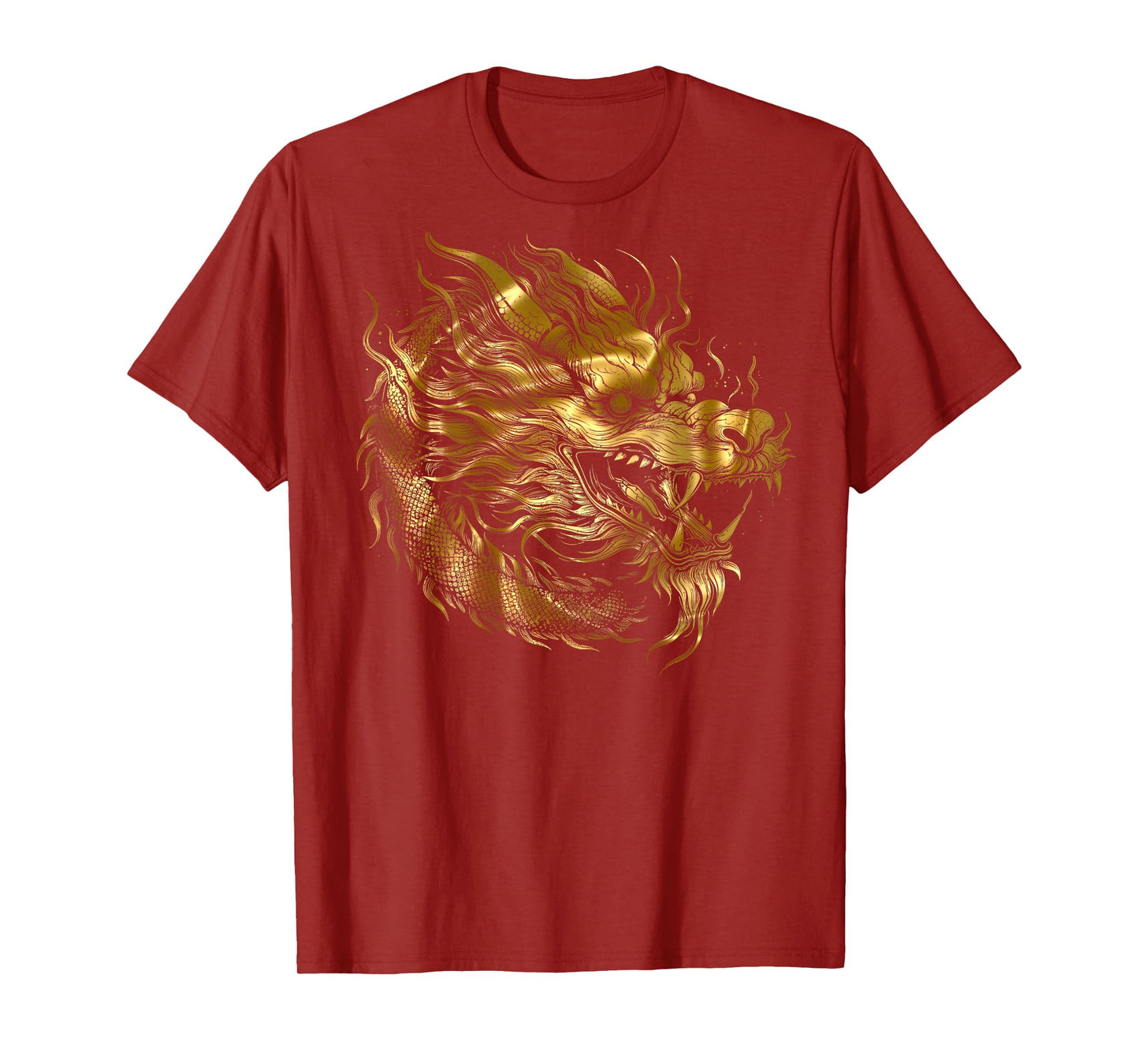 (Back Design) Dragon, Japanese Pattern, Dragon God, Golden Dragon Motif T-Shirt