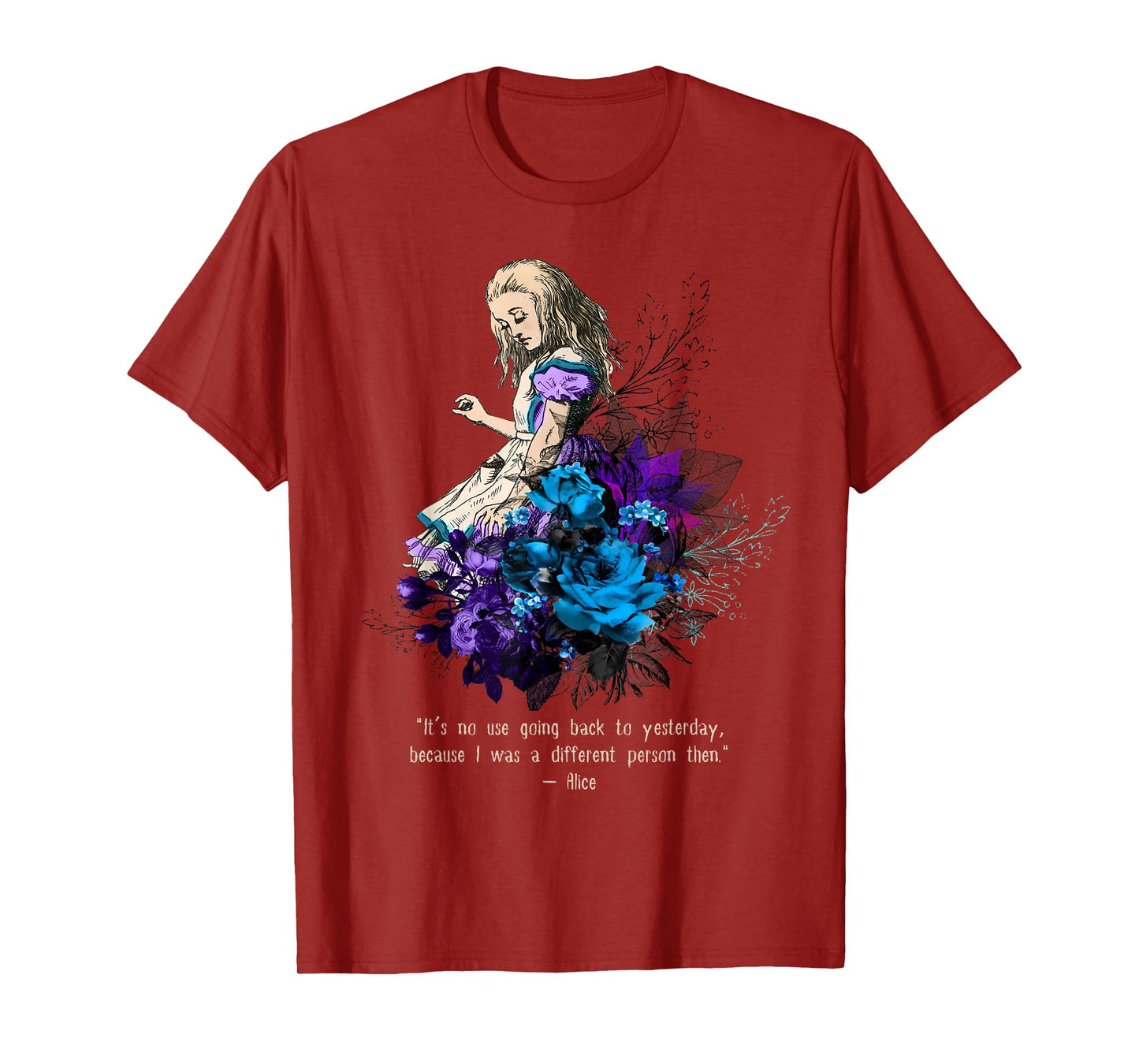 Alice adventures Wonderland Vintage Book Quote Lewis Carrol T-Shirt