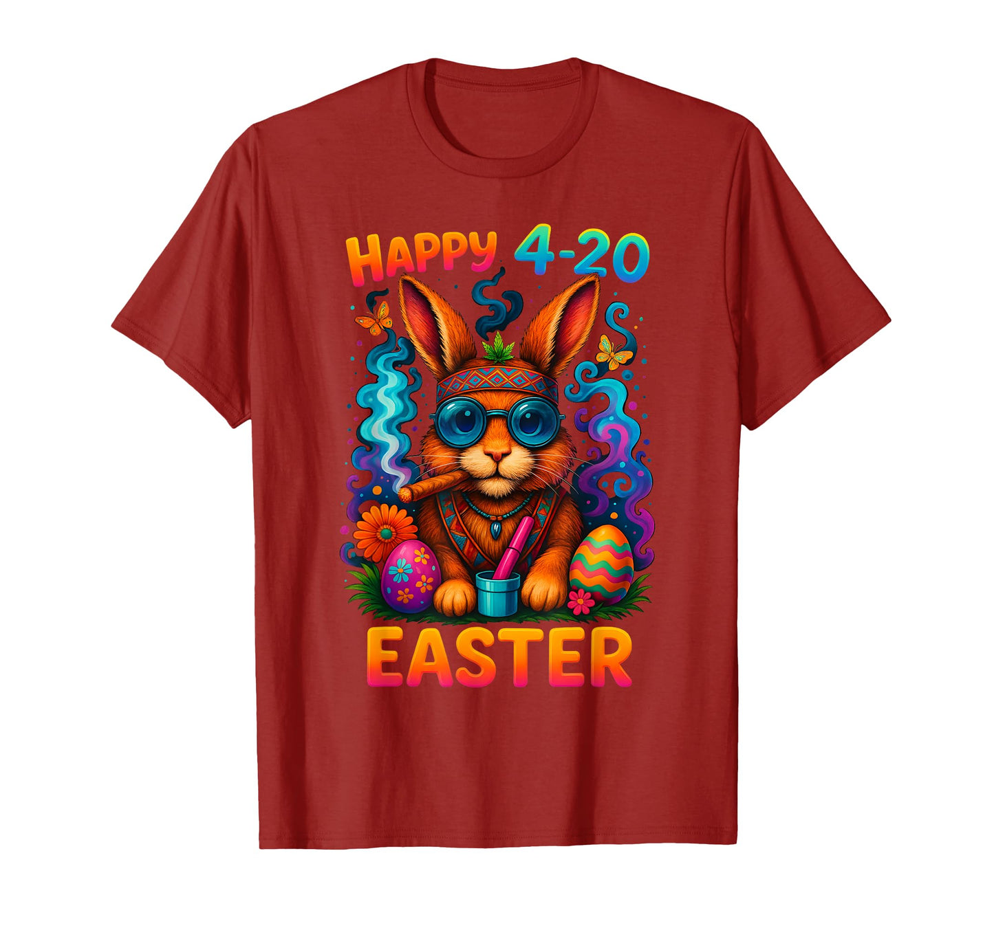 Happy 420 Easter Day Bunny Smoking Weed Marijuana Funny 420 T-Shirt