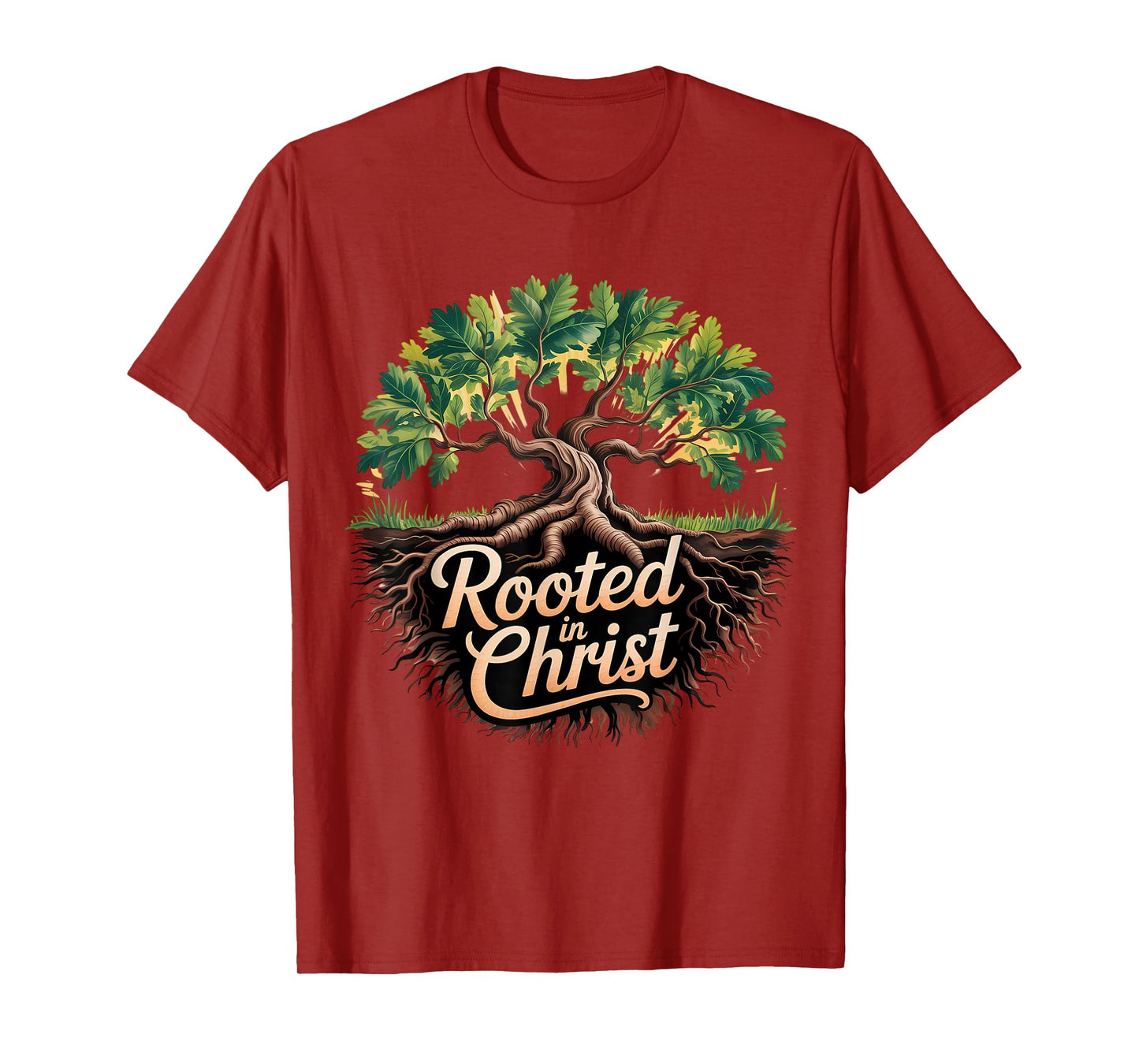 Rooted in Christ Jesus Cross Christian Faith T-Shirt