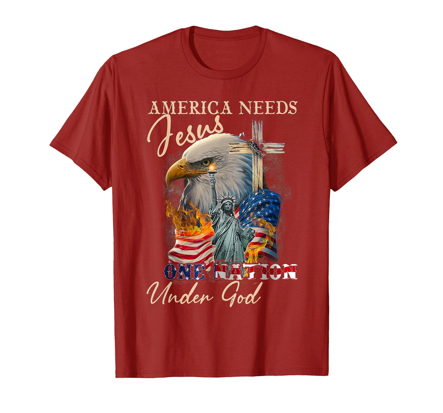 America Needs Jesus One Nation Under God Eagle Christian T-Shirt