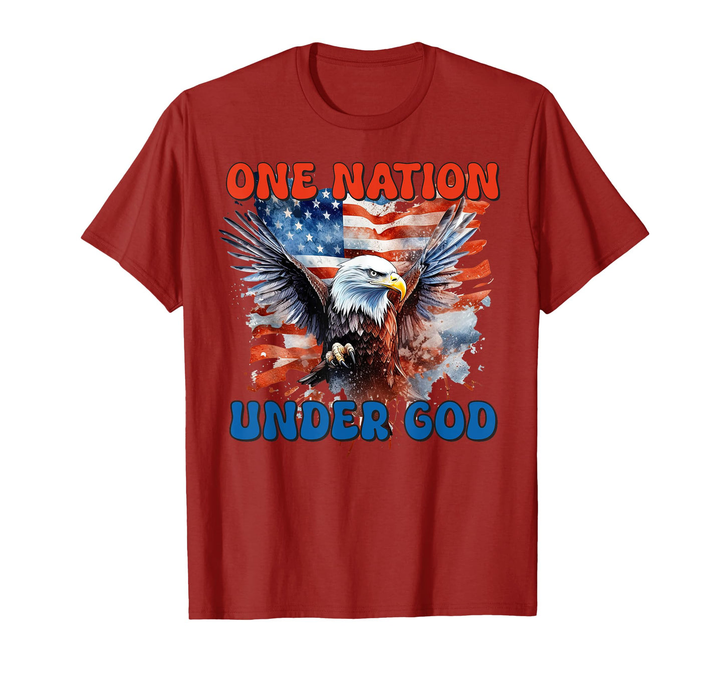 ONE NATION UNDER GOD Flag 4th Of July Patriotic Christian T-Shirt