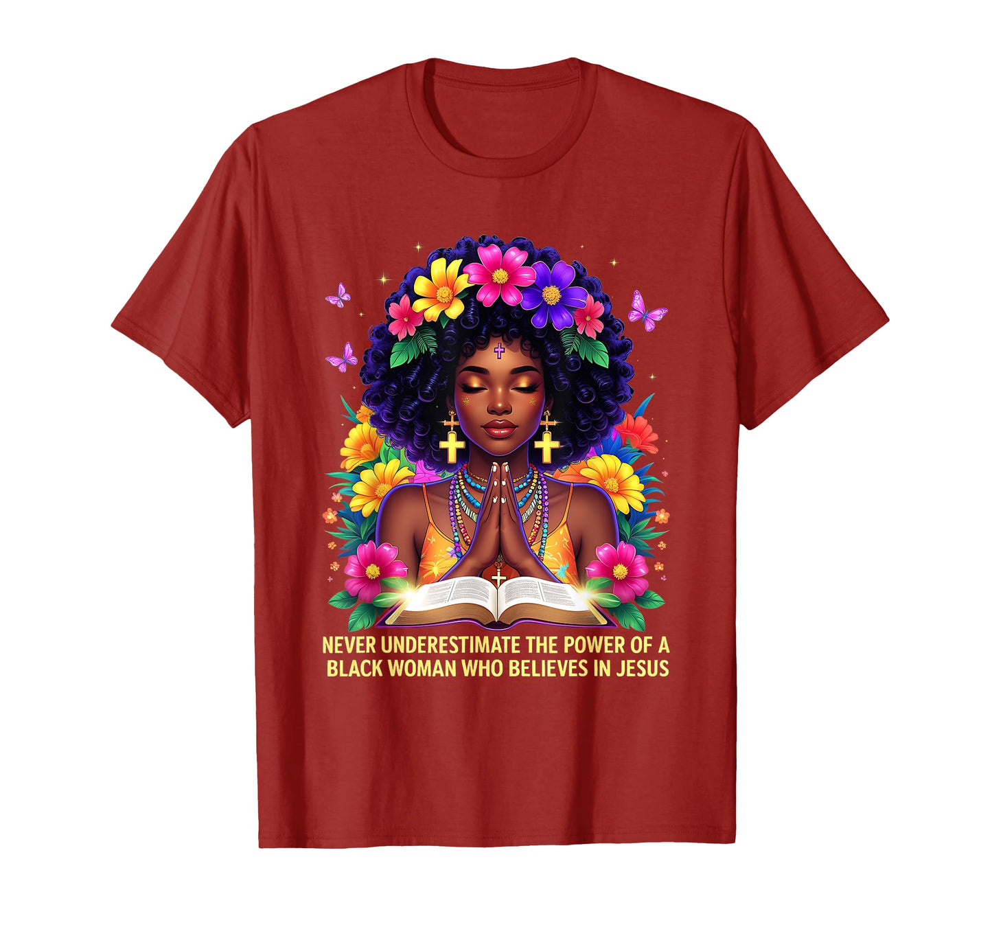 Black Woman Powerful Faith Inspirational Believes Jesus T-Shirt