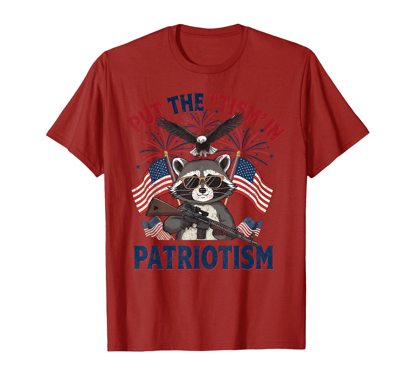 I Put The Tism in Patriotism Athletic Eagle T-Shirt