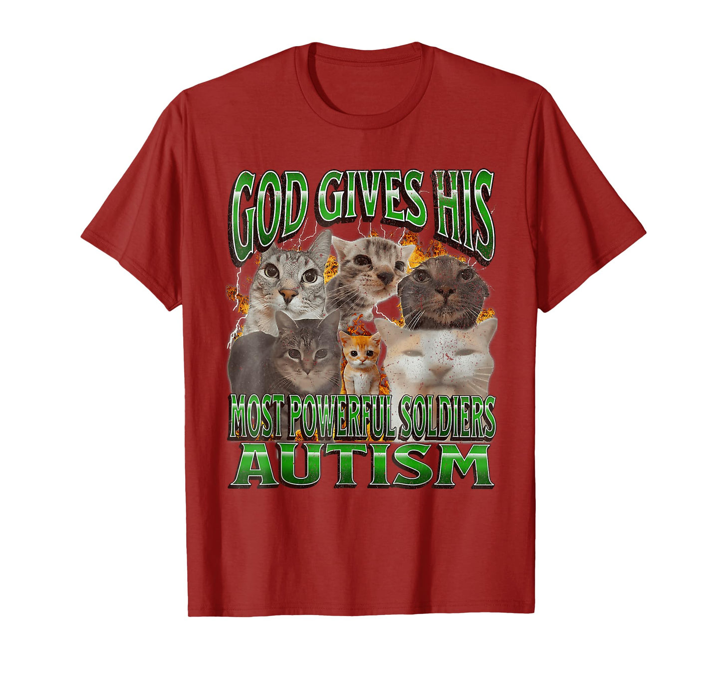 God Gives His Most Powerful Autism Funny Cat Meme Bootleg T-Shirt