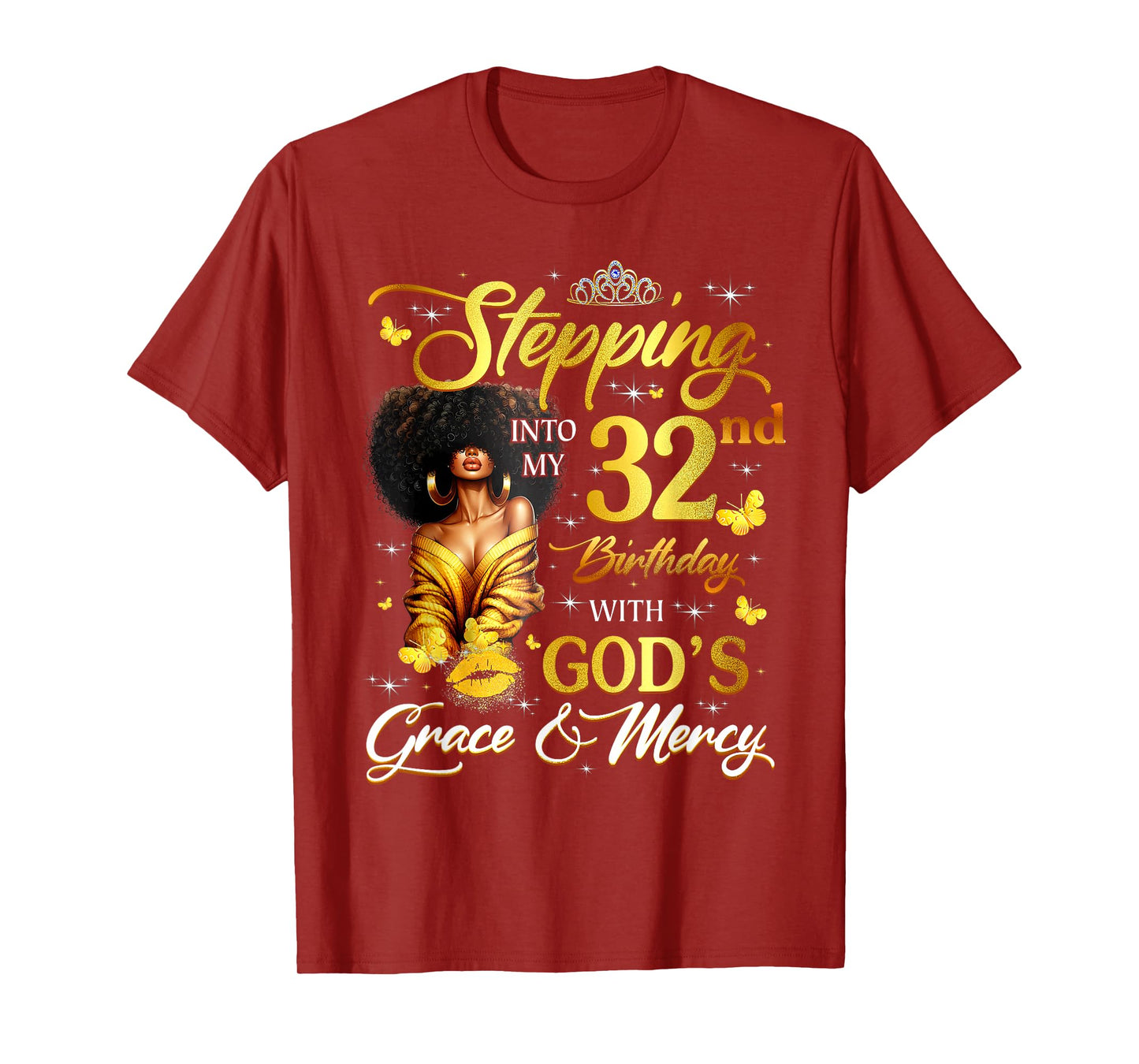 Stepping Into My 32nd Birthday Black Queen Bday T-Shirt