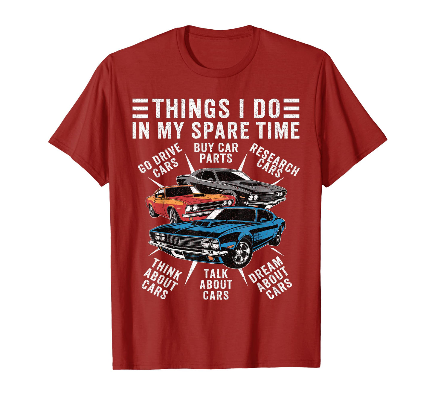 Car Enthusiast Spare Time Funny Muscle Car Graphic Men T-Shirt