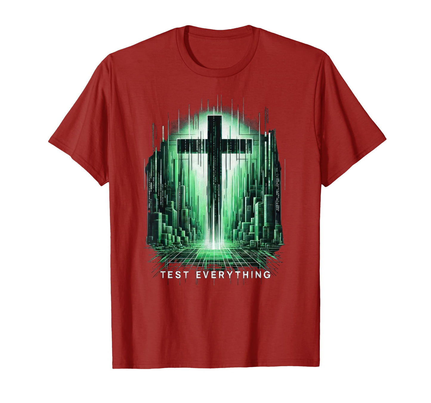 Distressed Christian Cross Graphic Street Punk Grunge Design T-Shirt
