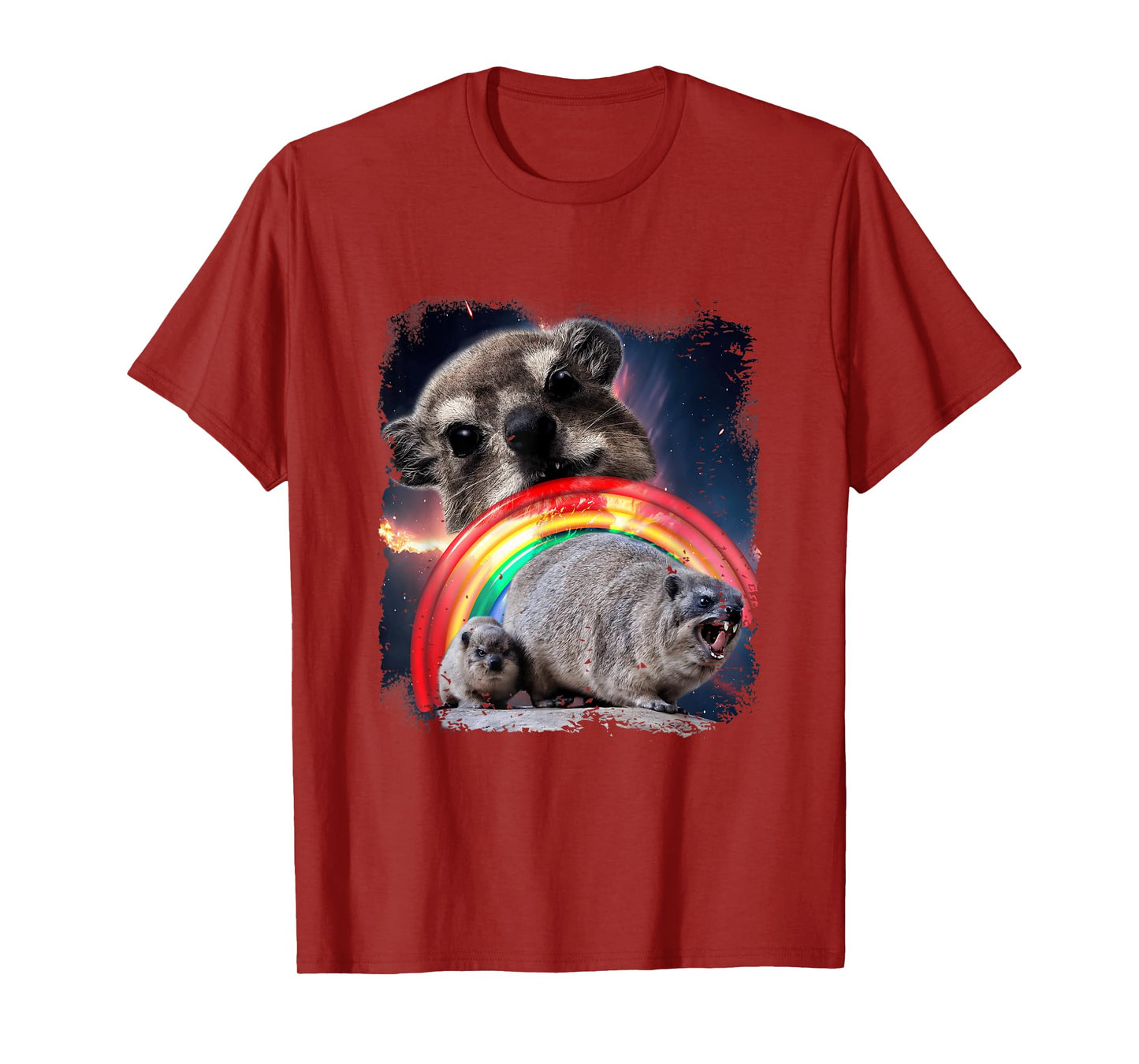 Hyrax Rainbow Ugly Funny Meme Retro Animal T-Shirt